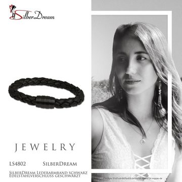 SilberDream Edelstahlarmband SilberDream Lederarmband schwarz (Armband), Armbänder für Damen, Herren aus Edelstahl (Stainless Steel), Farbe: sc