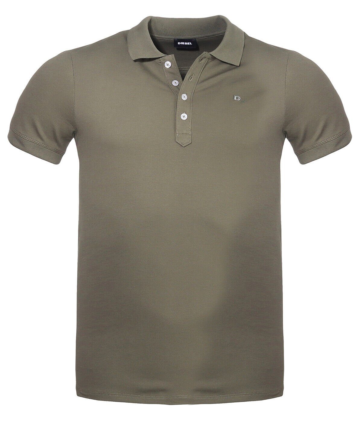 Diesel Poloshirt Diesel Herren Poloshirt T-HEAL unfiarben, Pique, mit Rundhalsausschnitt, Labelstitching im Brustbereich Khaki/Grün