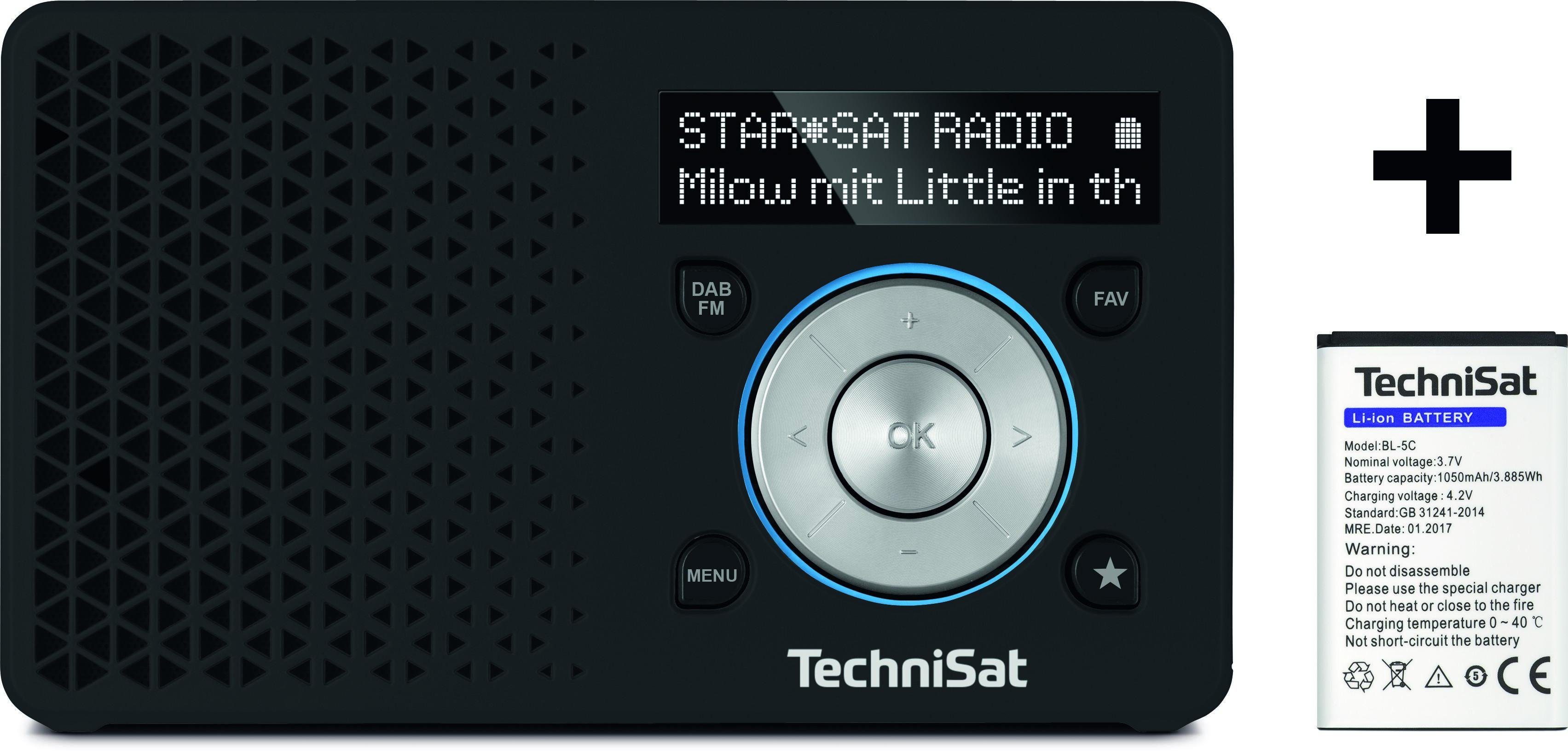 TechniSat Portables DAB+/UKW-Radio DIGITRADIO 1 inkl. Zusatzakku schwarz/silber Digitalradio (DAB) (Digitalradio (DAB), UKW, Favoritenspeicher bis zu 20 Programme (DAB+/UKW)