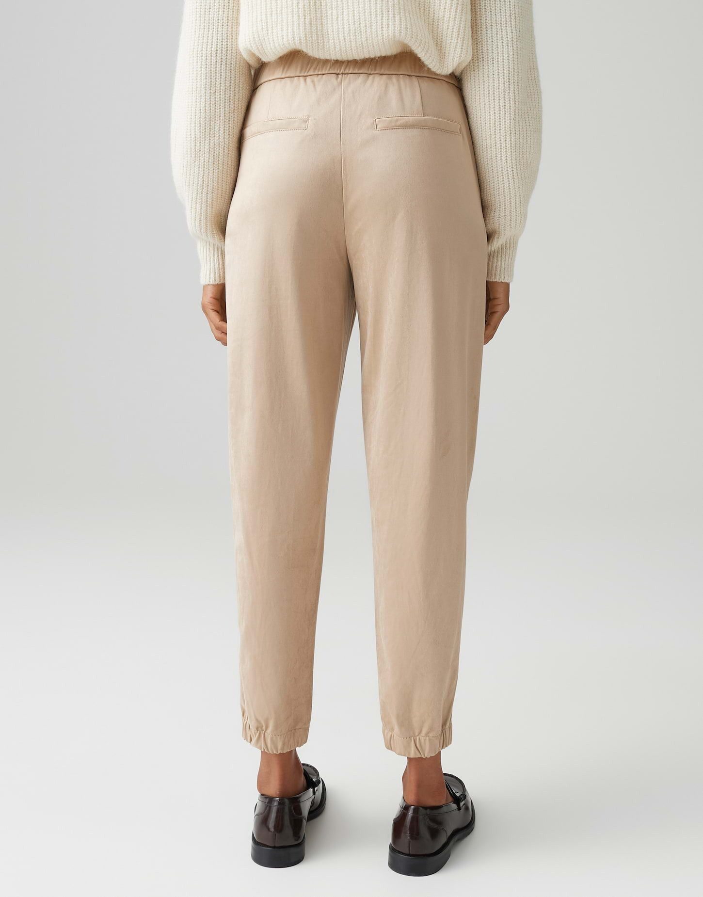 OPUS Lederhose MYHA VELOUR in Wildlederoptik Mid Rise, Ankle, aufgesetzte Cargotaschen