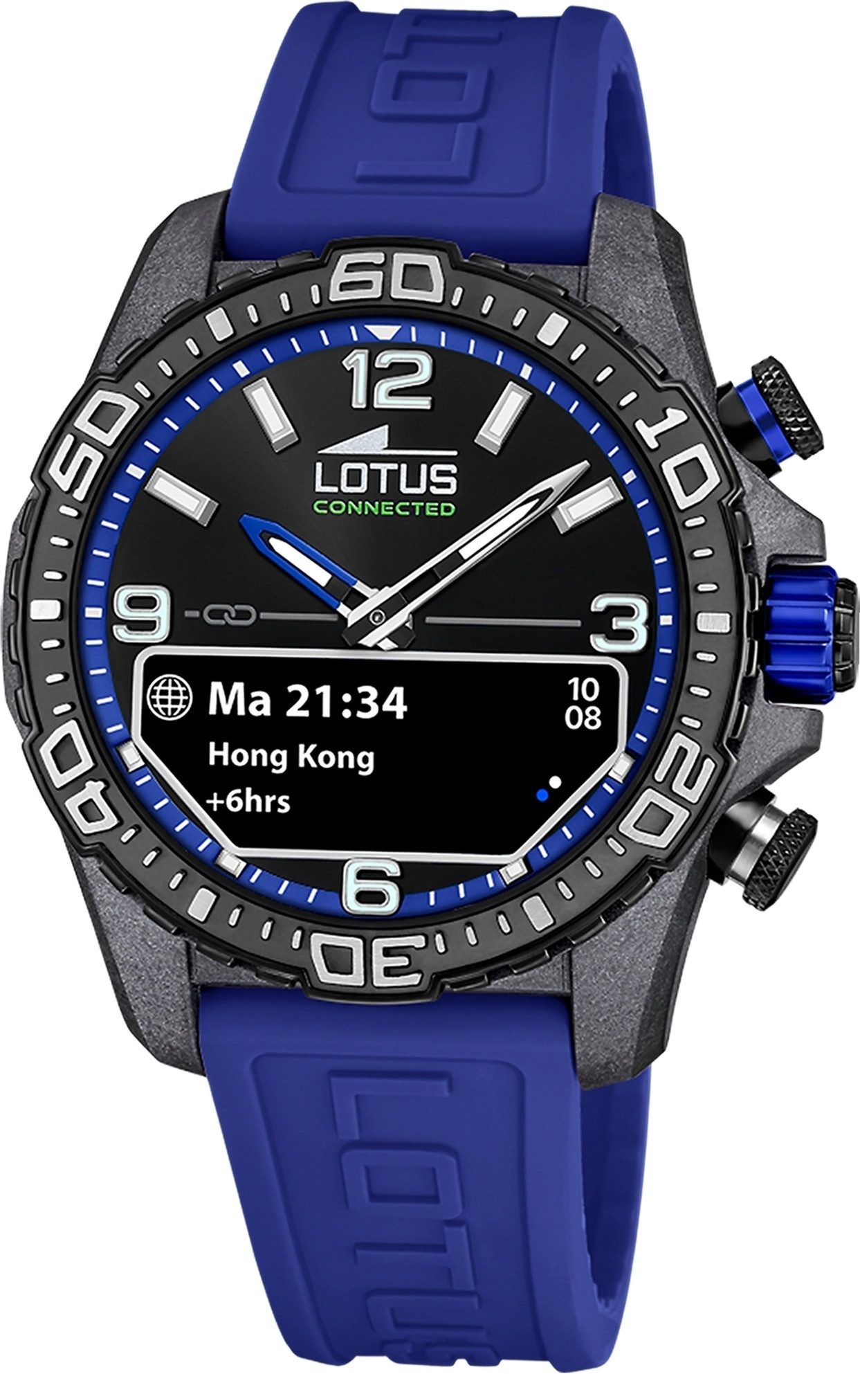 Lotus Lotus Herrenuhr Kunststoff Blau Lotus, (Multifunktionsuhr), Herren Armbanduhr rund, groß (ca. 45mm), Kohlefaser, Sport, Fashion