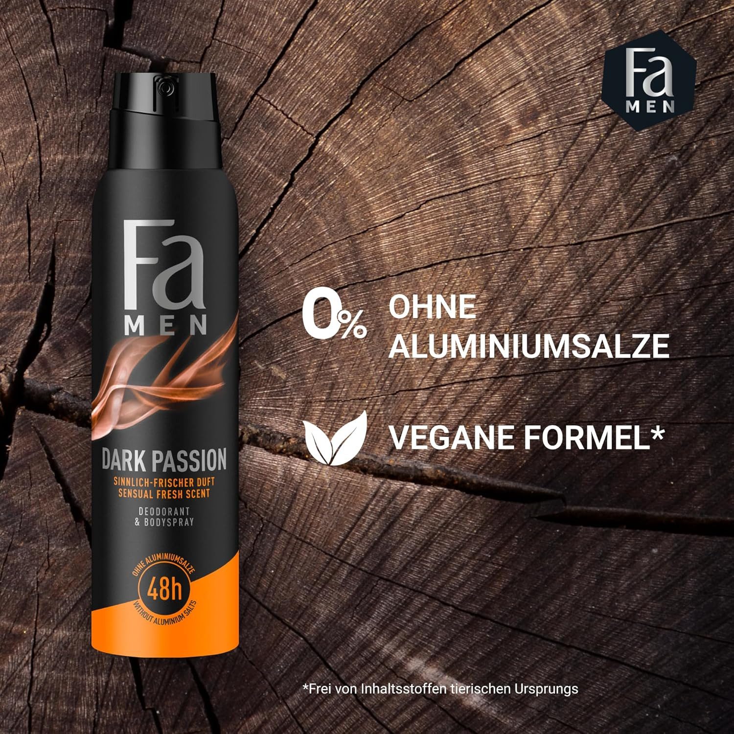 FA Deo-Spray Men Dark Passion 6x 150 ml, Vorratspack, Deo mit langanhaltendem 48h Schutz & ohne Aluminiumsalze