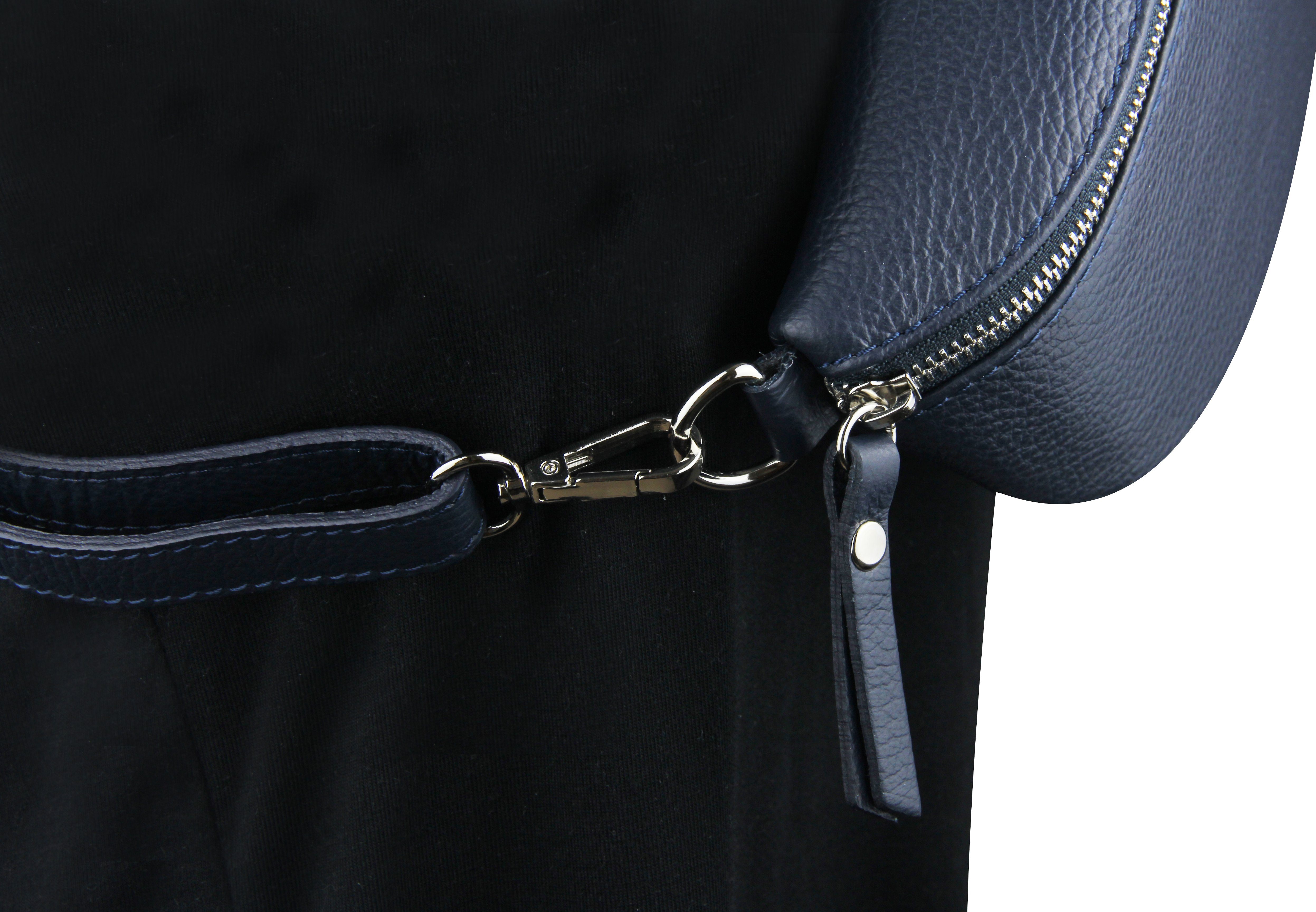 Frentree Umhängetasche Damen aus Echtleder, Made in Italy, Crossbody Schulter/Bauchtasche, mit silbernem Reißverschluss, verstellbarer Schulterriemen, Größe Min – Bild 3 von 5