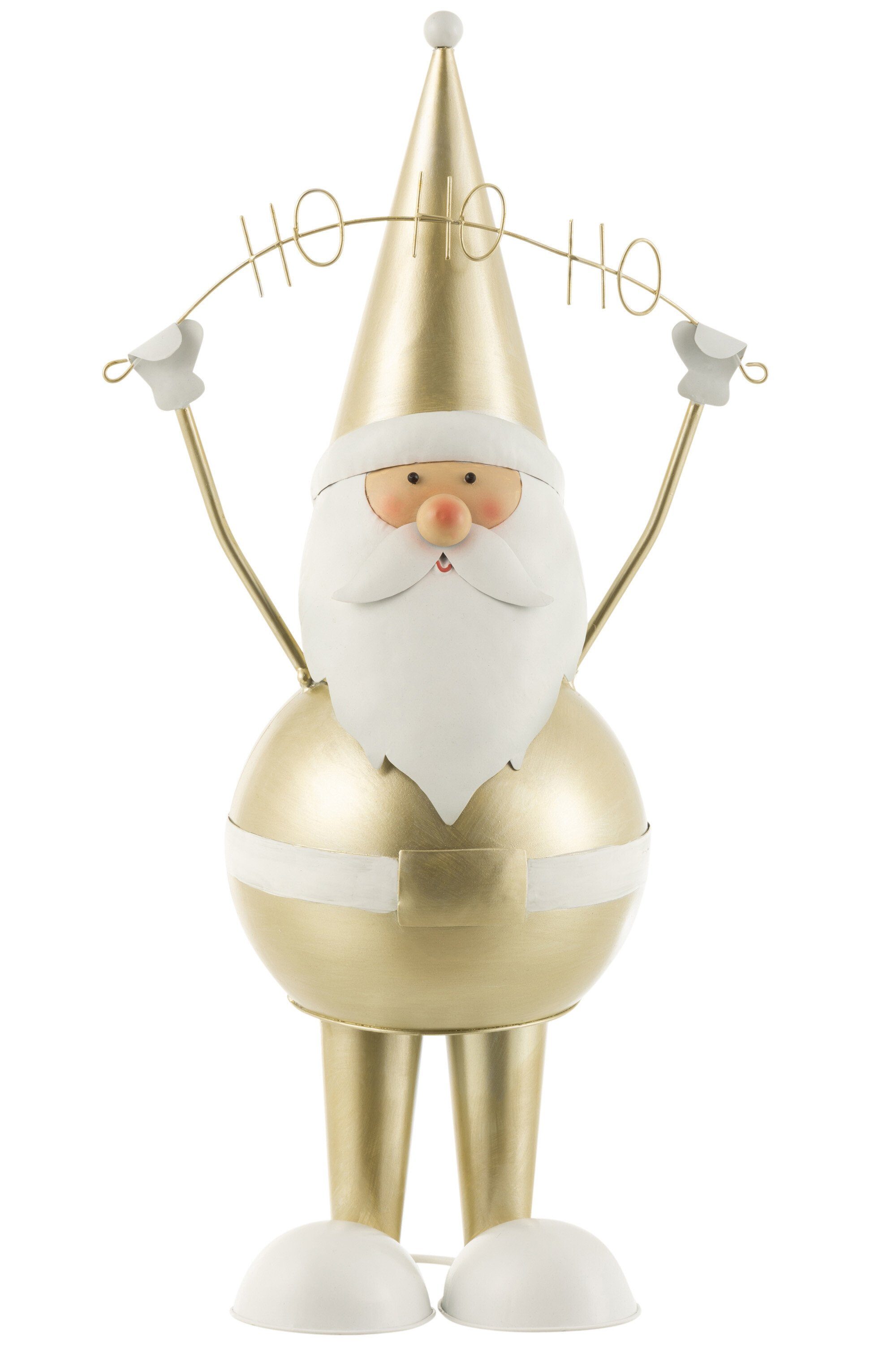 MF Weihnachtsfigur Weihnachtsmann "Hohoho" in Champagne – Elegante Metallskulptur