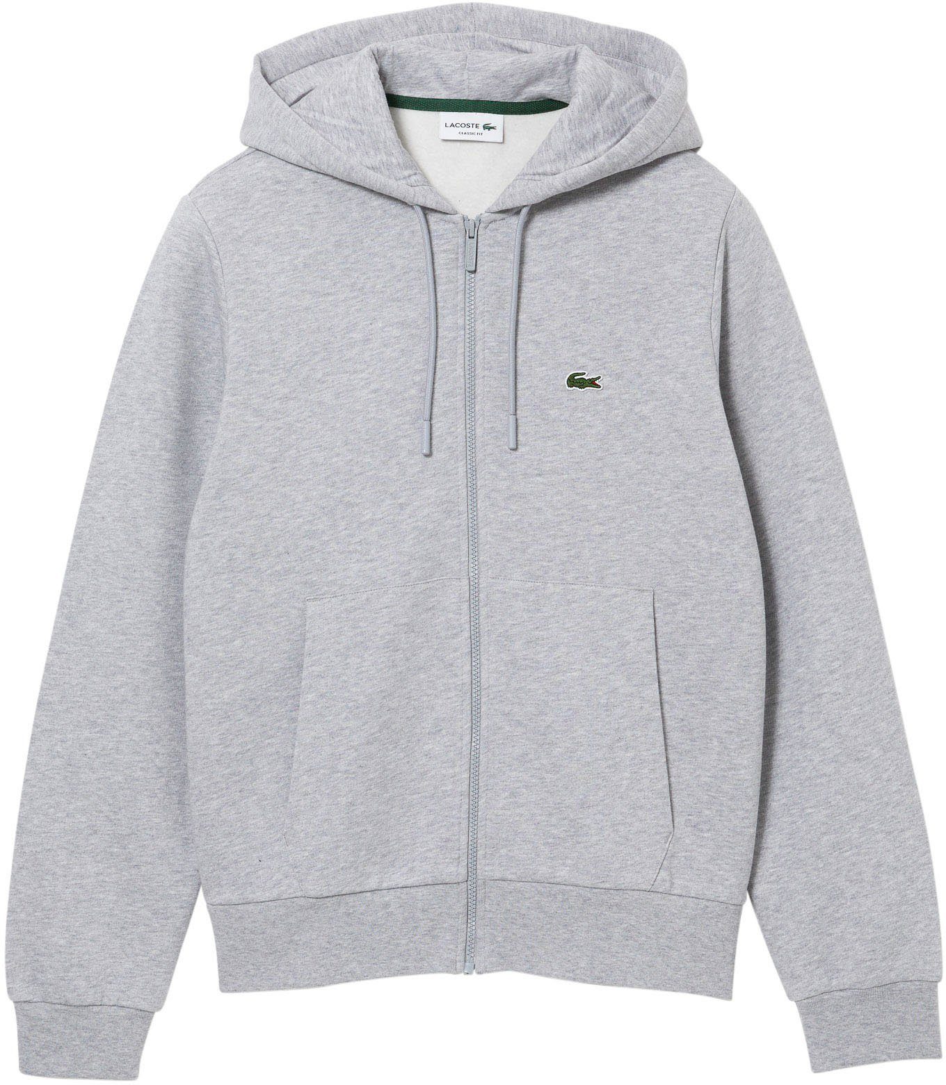 mit Lacoste Kordel Sweatjacke hellgrau