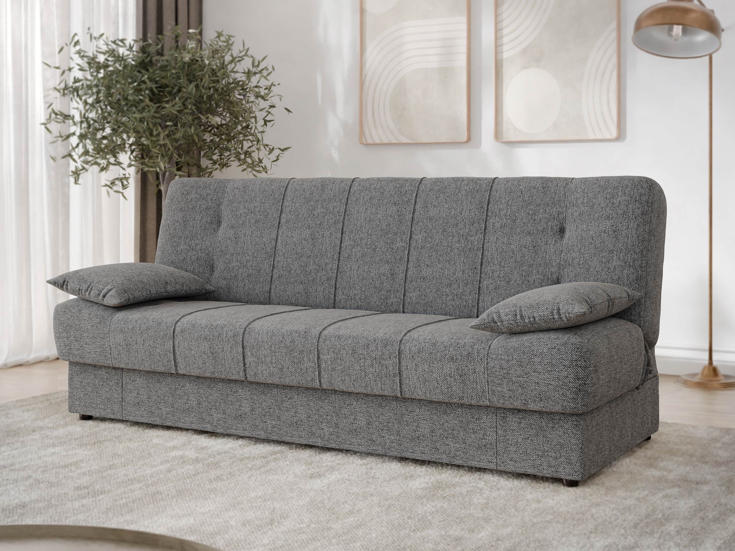 MIRJAN24 Schlafsofa Sonia, mit Schlaffunktion und Bettkasten, 3-Sitzer, Wellenfeder