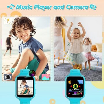 clleylise Smartwatch (1,54 Zoll, SIM Karte), 24 Spiele Musik mit Touchscreen Schrittzähler Kamera Wecker Hörbuch