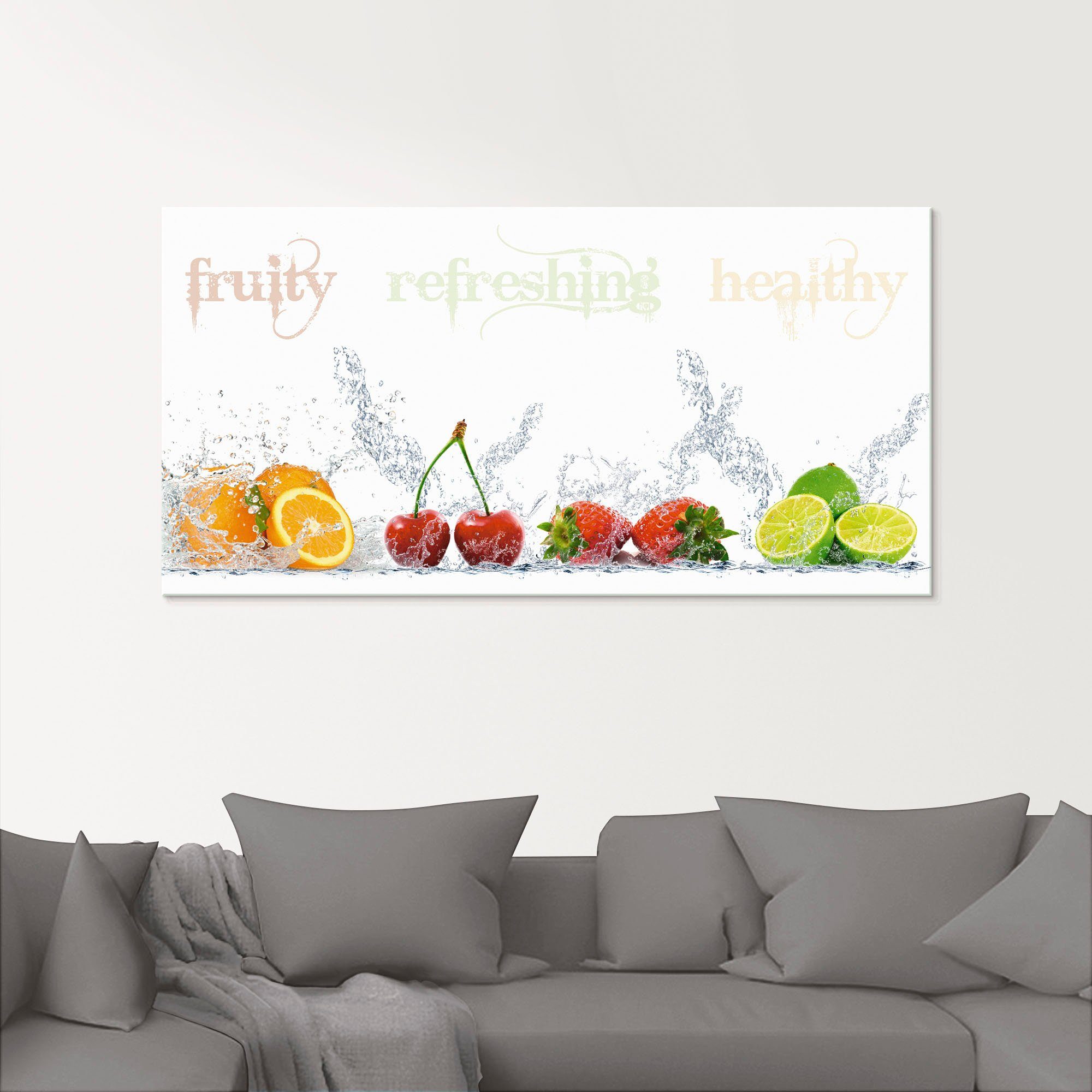 Artland Glasbild Fruchtig erfrischend gesund Fruchtmix, Lebensmittel (1 St), in verschiedenen Größen