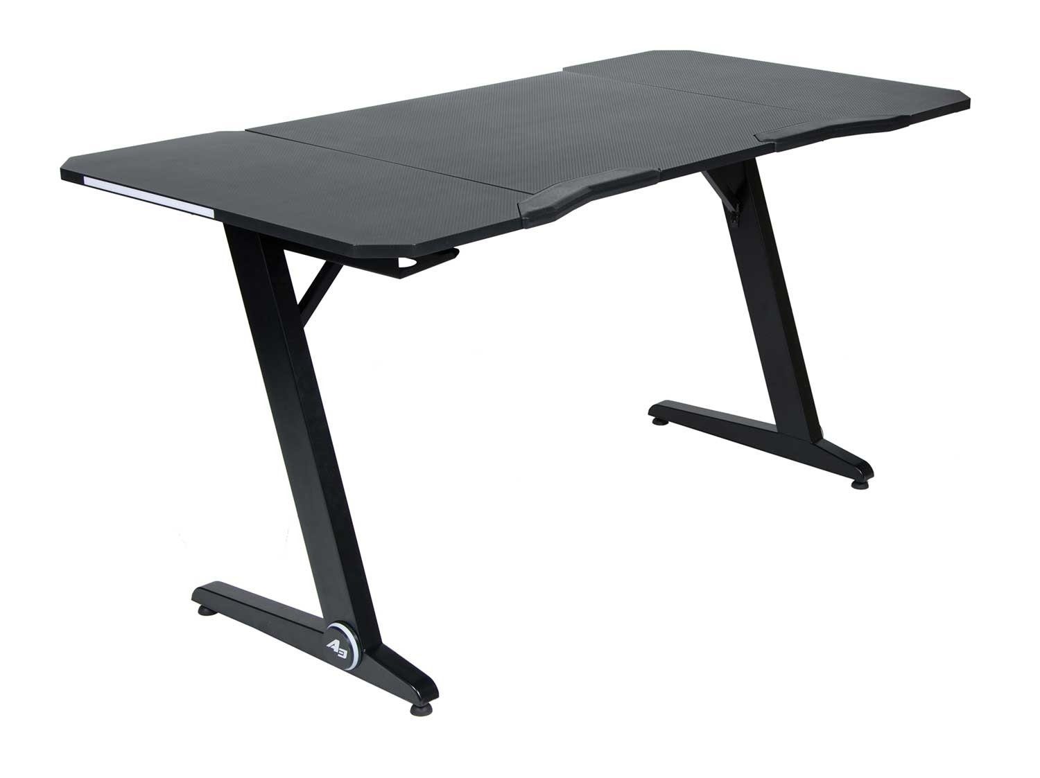 Duo Collection Schreibtisch Gaming-Schreibtisch GAME, Schwarz, B 152 x T 76 cm, mit Armauflage, LED-Beleuchtung und Fernbedienung