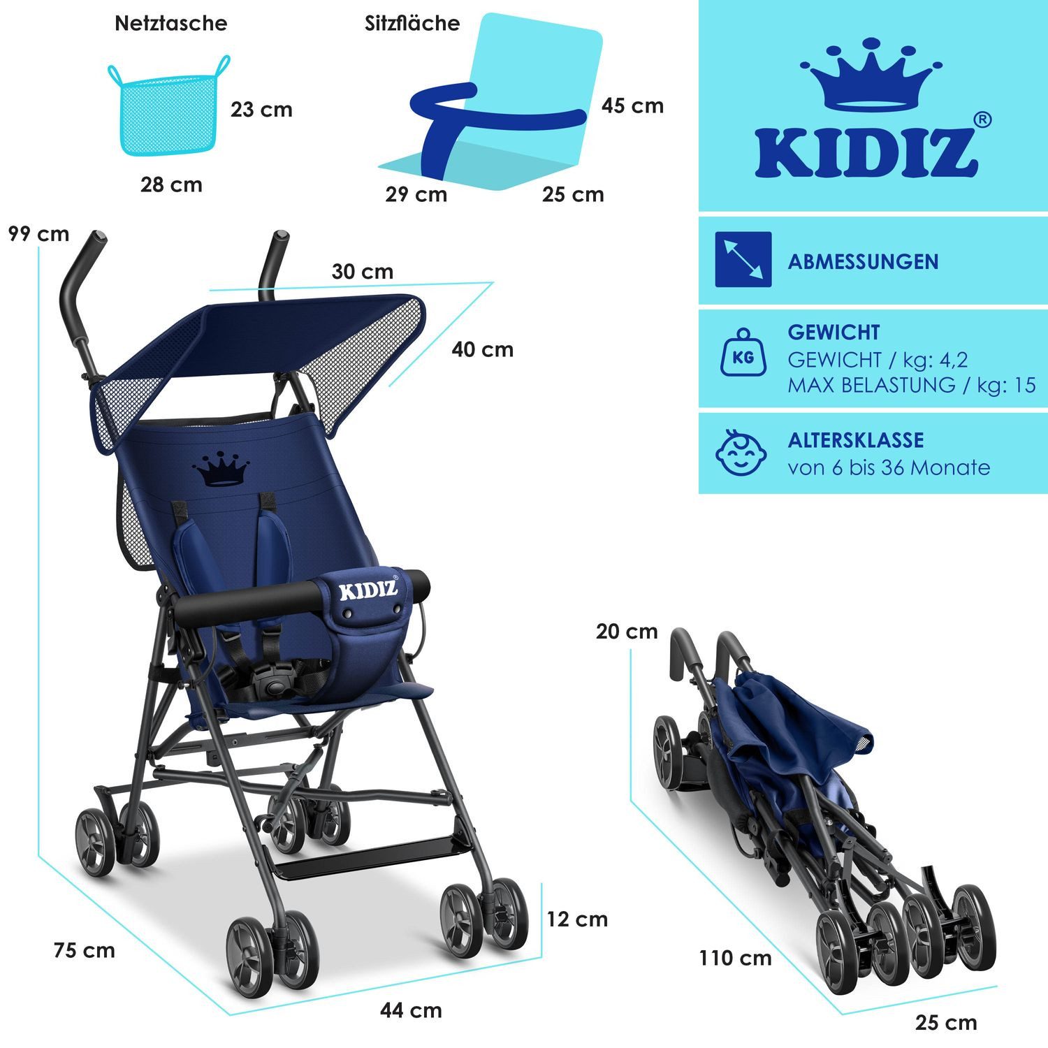 KIDIZ Kombi-Kinderwagen, Kinderwagen CITY Buggy Kinderbuggy klappbar Sportwagen Faltbar