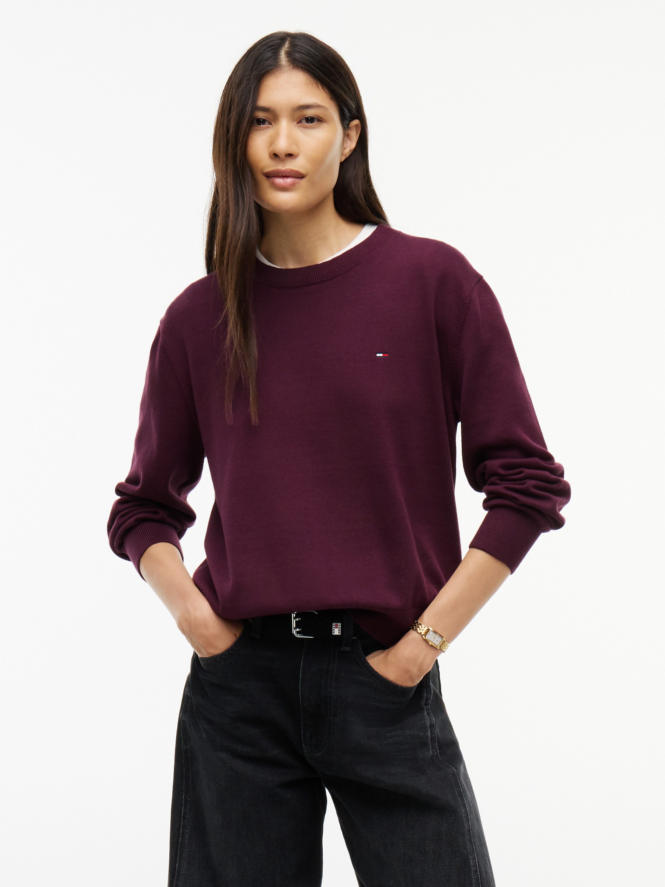 Tommy Jeans Rundhalspullover TJW ESSENTIAL CREW SWEATER EXT Baumwolle