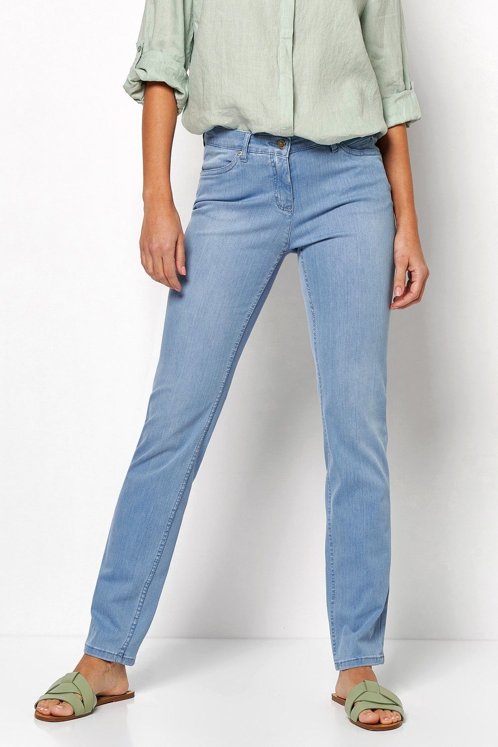 TONI Straight-Jeans Perfect Shape Straight mit Gesäßtaschen mit aufwendiger Verzierung