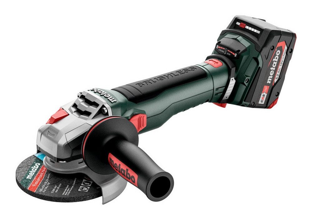 metabo Akku-Winkelschleifer WB 18 LT BL 11-125 Quick, max. 10000 U/min, 2 x 5,2 Ah Li-Ion im Karton
