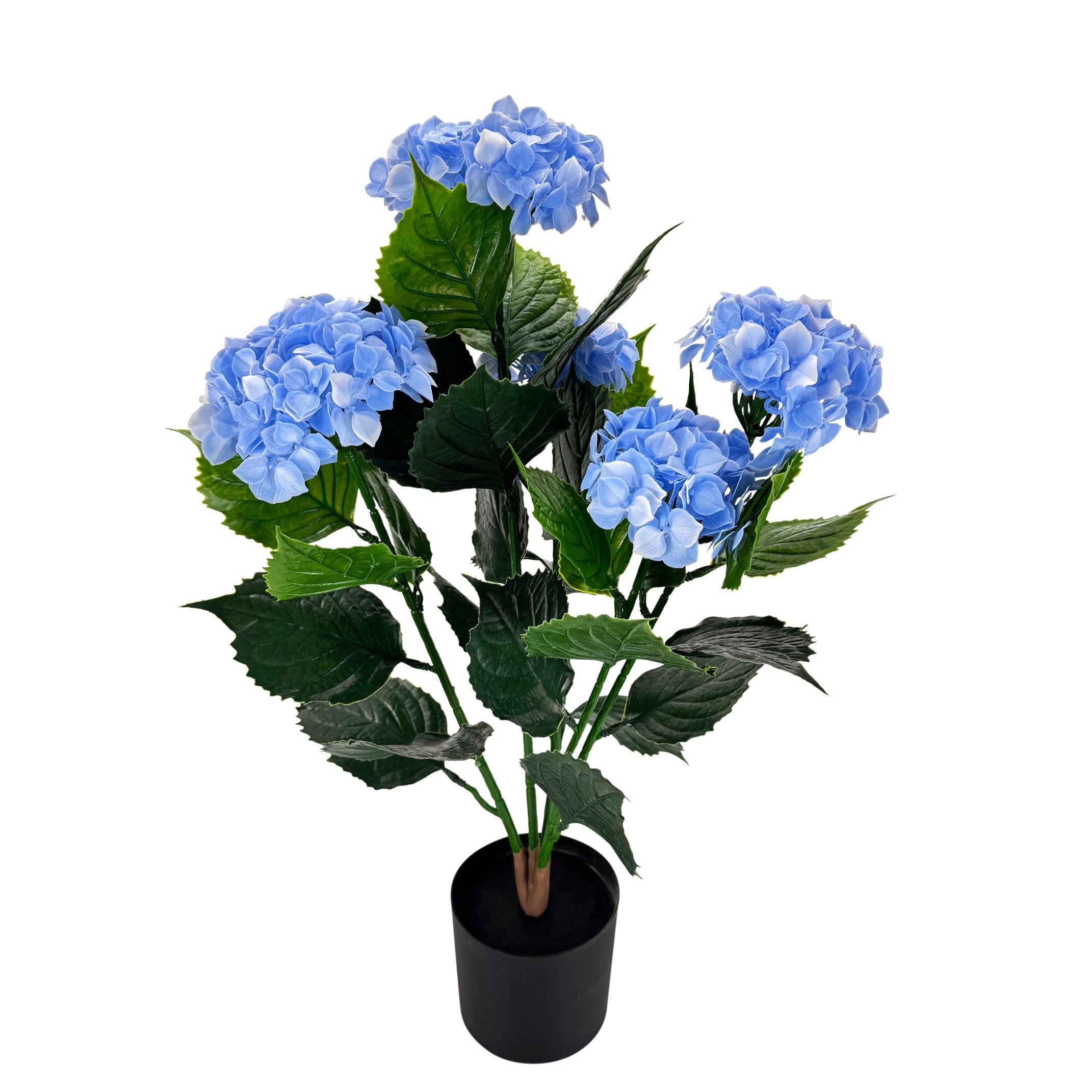 Kunstpflanze - künstliche Blumen, Pflanzen mit 5 prachtvollen Blüten - 64 cm große Hortensien, Online-Fuchs, wetterfest - Dekoration für Garten, Terrasse oder Balkon