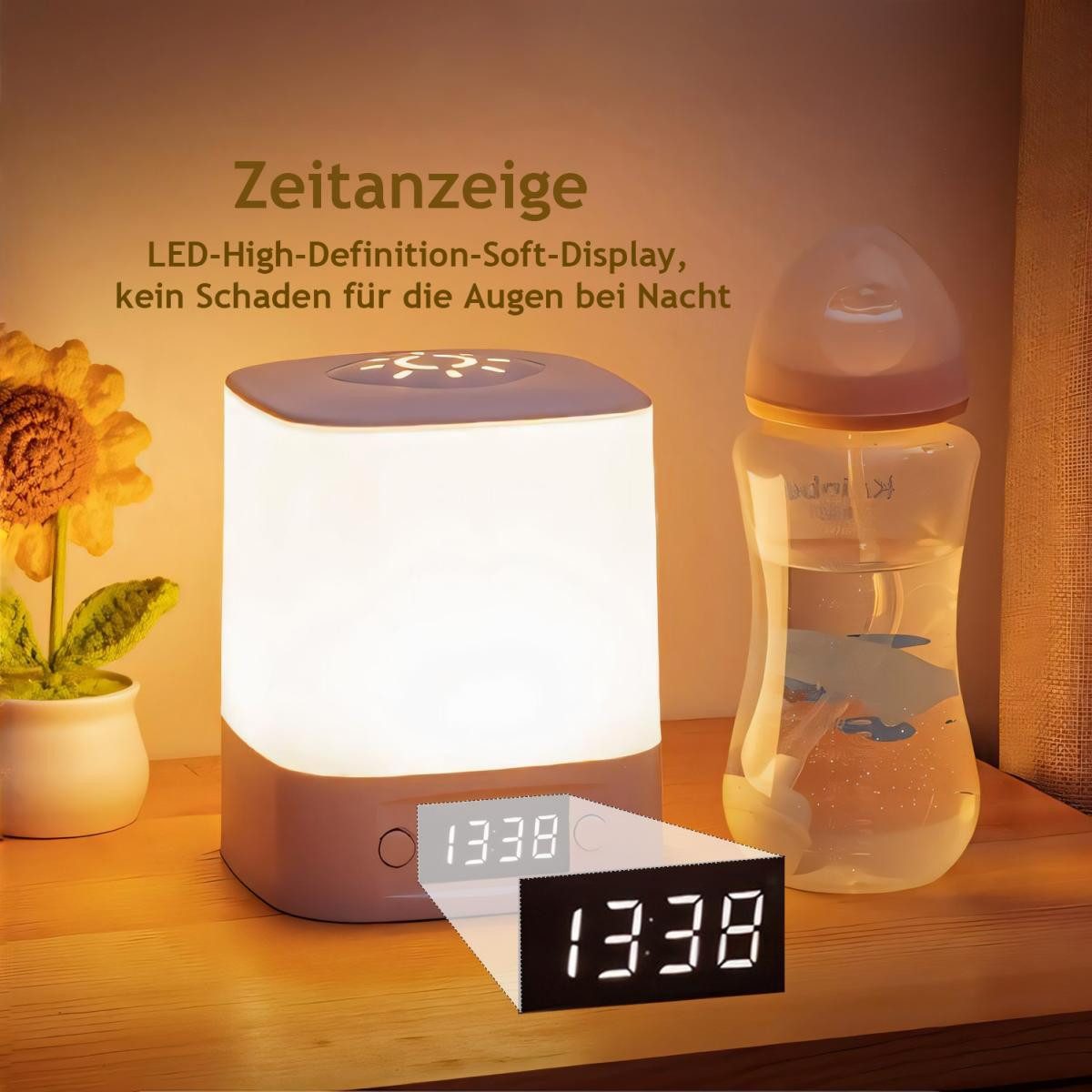 ibettertec LED Nachttischlampe LED Nachtlicht, Touch-Lampe, Tisch-Nachttischlampen , Schlafzimmer Lampe, Dreifarbig einstellbar, Stufenloses Dimmen, mit Touch-S – Bild 5 von 5