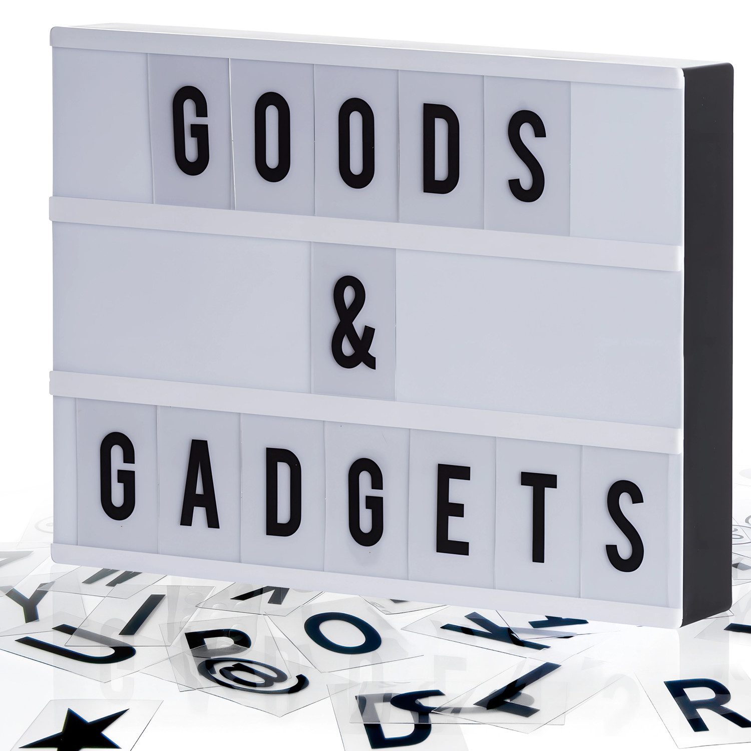 Goods+Gadgets LED Lichtbox GOODS+GADGETS LED Lightbox mit Buchstaben - Botschaftsbox, LED fest integriert, Light-Box Leuchtkasten
