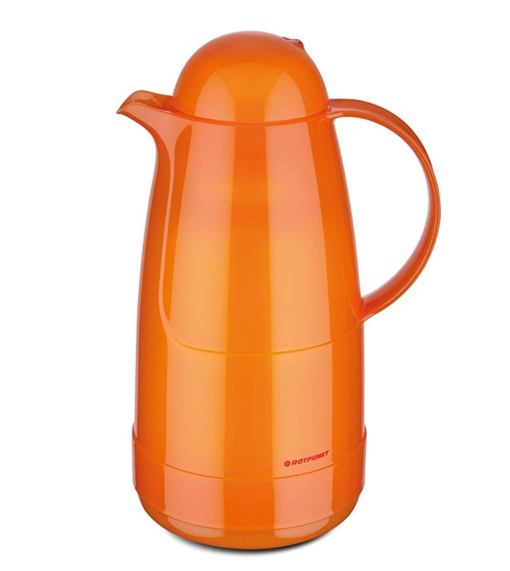 ROTPUNKT Isolierkanne 1,5 Liter 215 I, 1,5 I Isolierung) Teekanne), BPA-Frei glossy Rosalin-Glas orange I Glaseinsatz (Kaffeekanne l, (extra lange