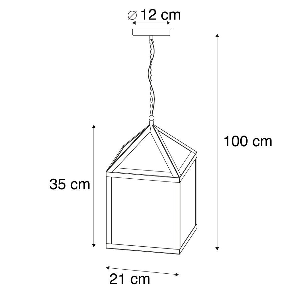 Qazqa Außen-Deckenleuchte Amsterdam, ohne Leuchtmittel, Kaltweiß, QAZQA Außen Hän­ge­leuchte, e27, Schwarz, Edelstahl, Landhaus