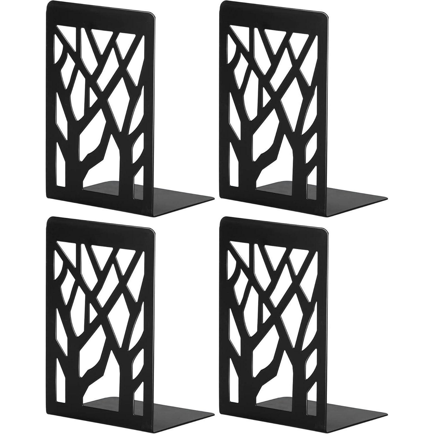 LuxusKollektion Buchstütze Moderne Metall-Buchstütze 2er Set Schwarz - 18cm Höhe - Anti-Rutsch