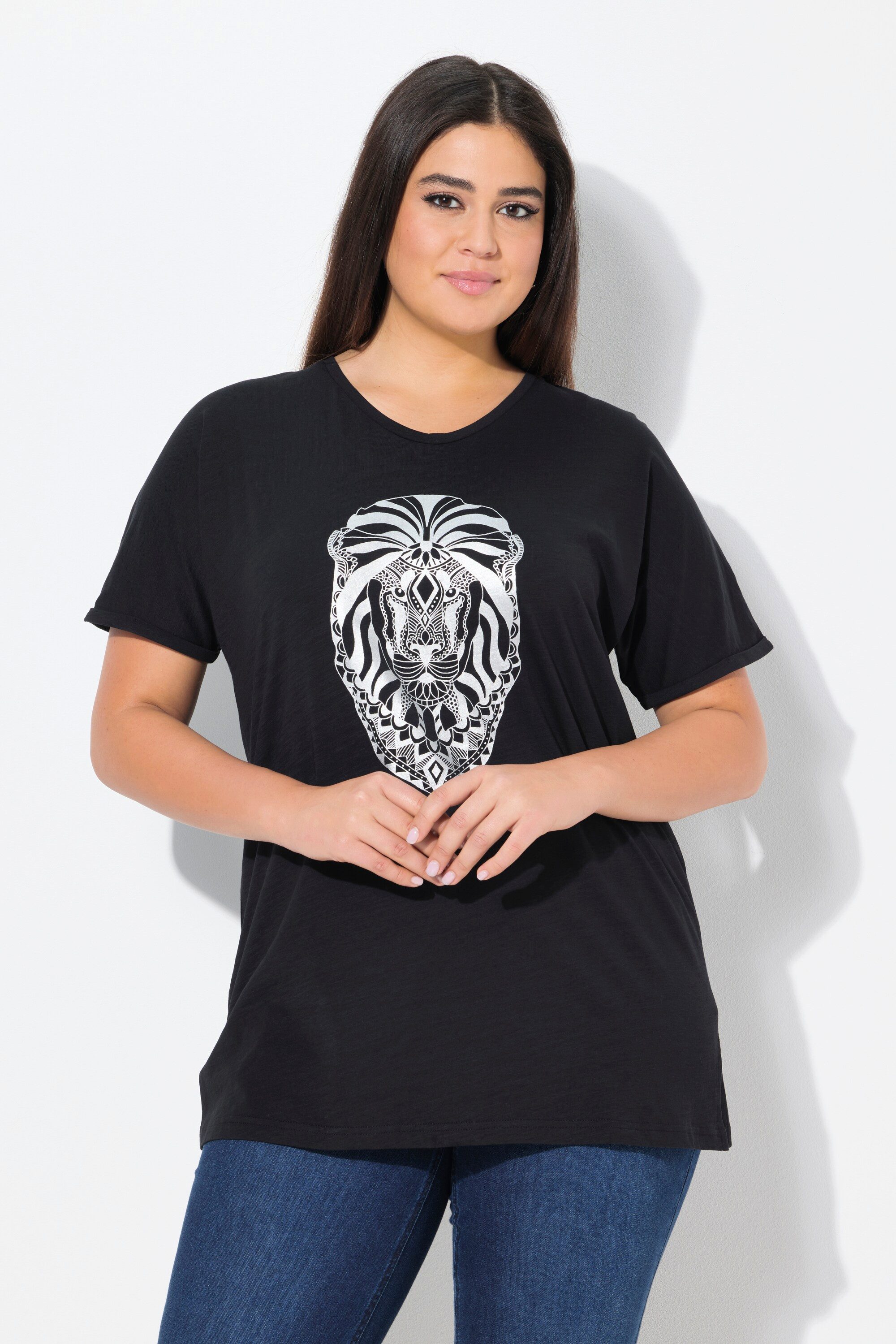 Ulla Popken T-Shirt T-Shirt Tiermotiv Oversized günstig online kaufen