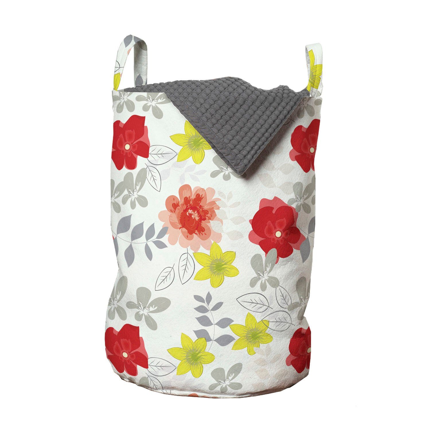 Abakuhaus Wäschesäckchen Wäschekorb mit Griffen Kordelzugverschluss für Waschsalons, Frühling Schönheit der Sommer-Blüten