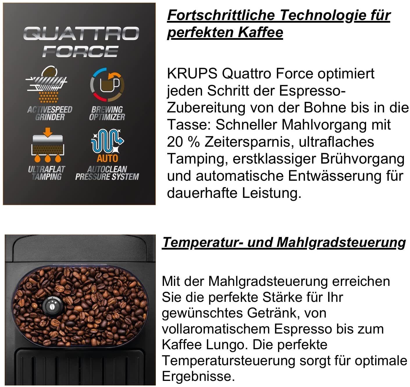 Krups Kaffeevollautomat Arabica mit Milchaufschäumdüse 1450 Watt +  Reinigungs- und Pflegeset, Direktwahltasten für Espresso und Kaffee, 1,7L,  2-Tassen-Funktion