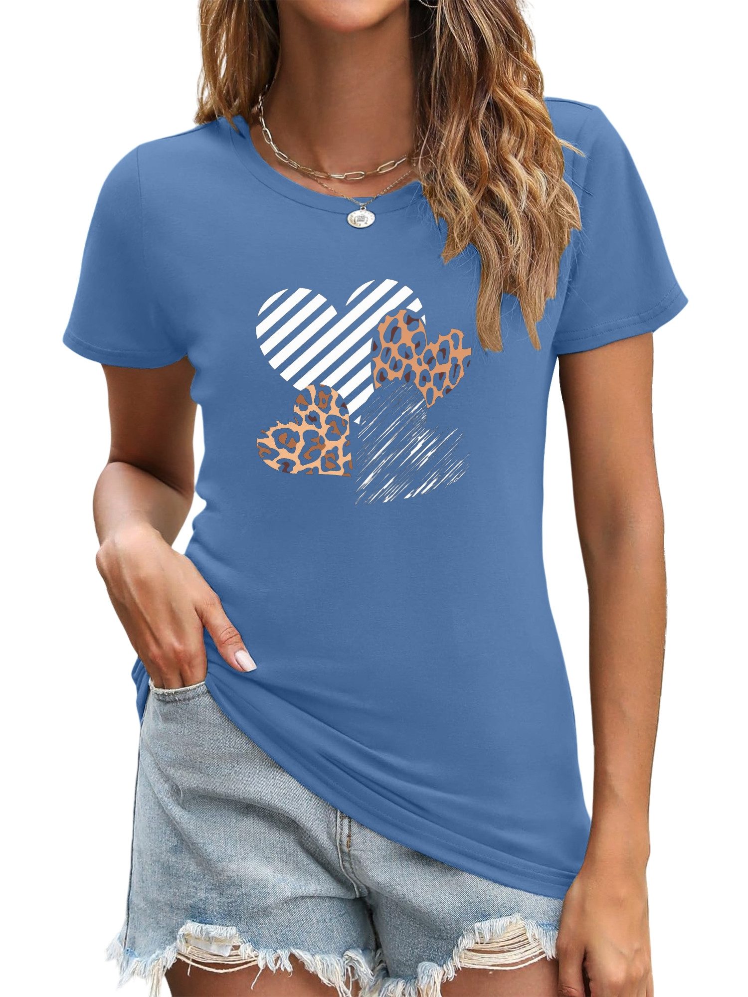 PYL T-Shirt Damen bequemes Sommer Kurzarmbluse günstig online kaufen