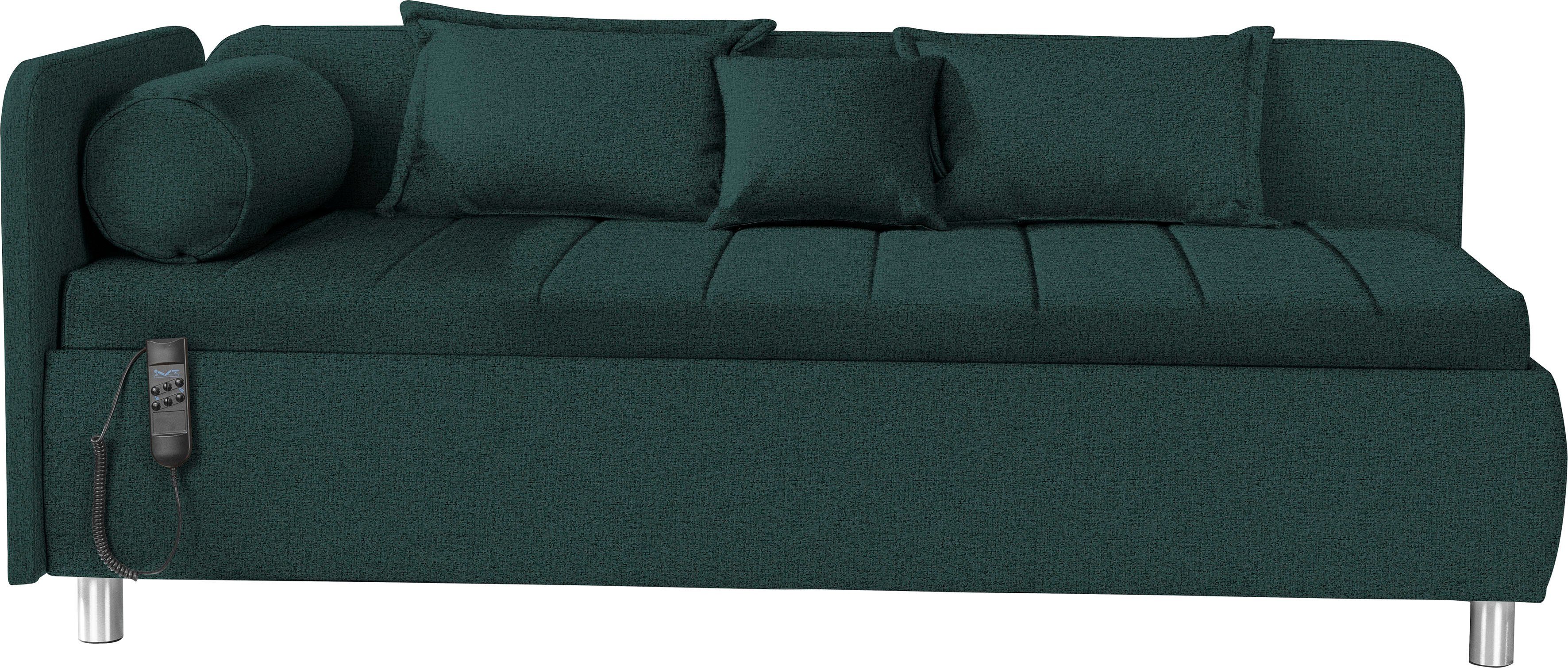 ADA trendline Schlafsofa Kiana, Liegefläche 90/200 cm oder 100/200 cm, Bettkasten, Zierkissen-Set blaugrün TMD 16