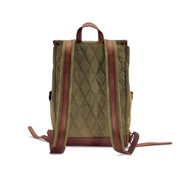 DRAKENSBERG Wanderrucksack »Henrietta« Oliv-Grün, unisex Cityrucksack aus Canvas und Leder im eleganten Vintage-Design