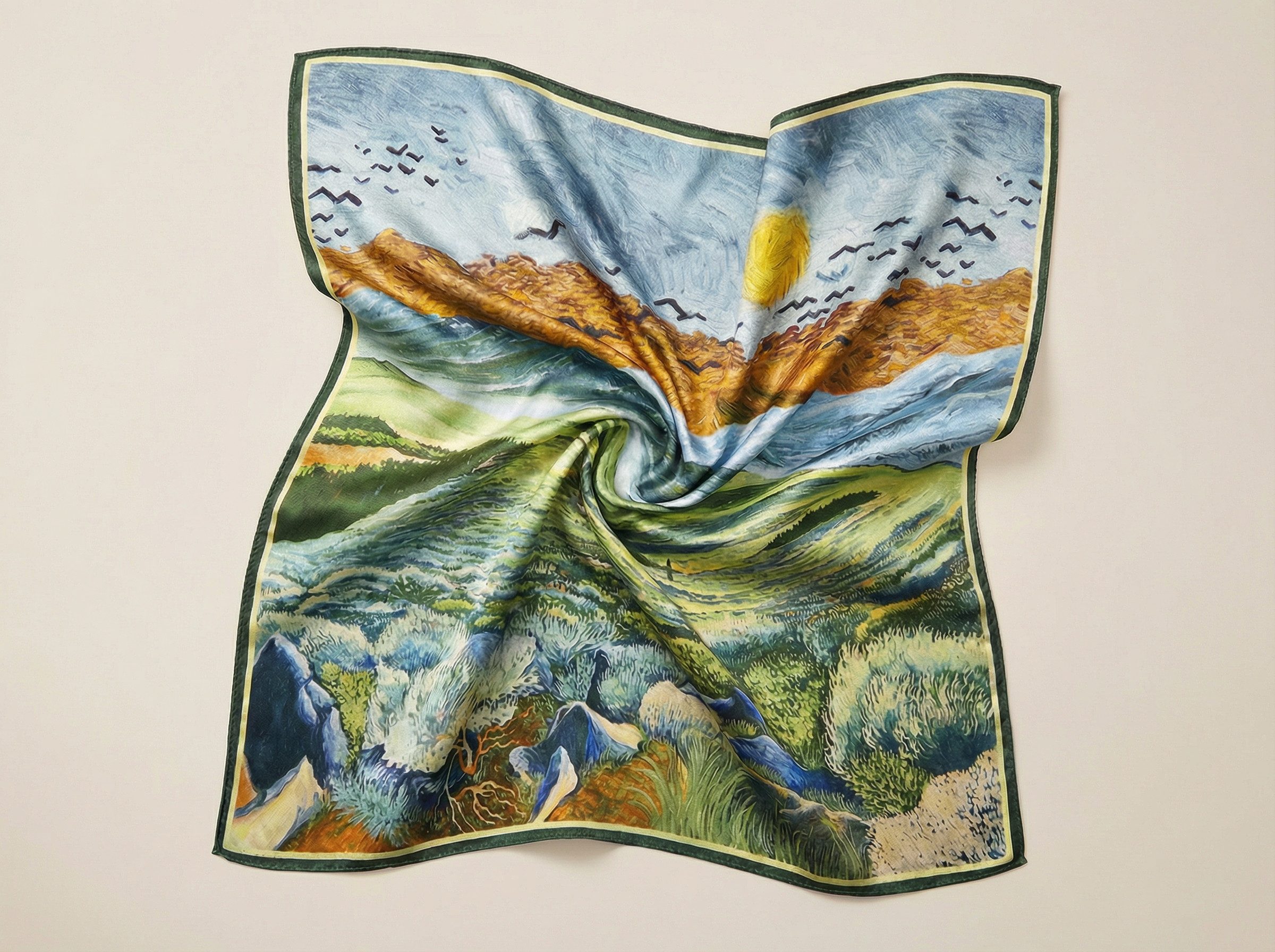 Kleelein Seidentuch Seidenschal 100% Maulbeerseide Halstuch bedrucktes Seid günstig online kaufen