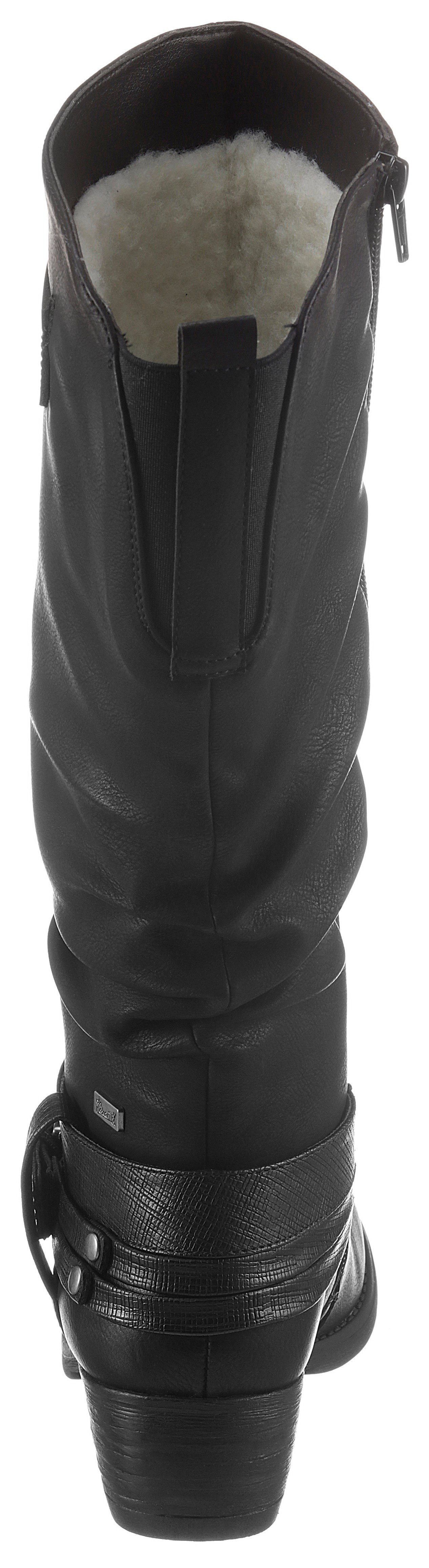 Rieker Winterstiefel, Boots, Warmfutter, Blockabsatz, mit auffälliger Schnalle