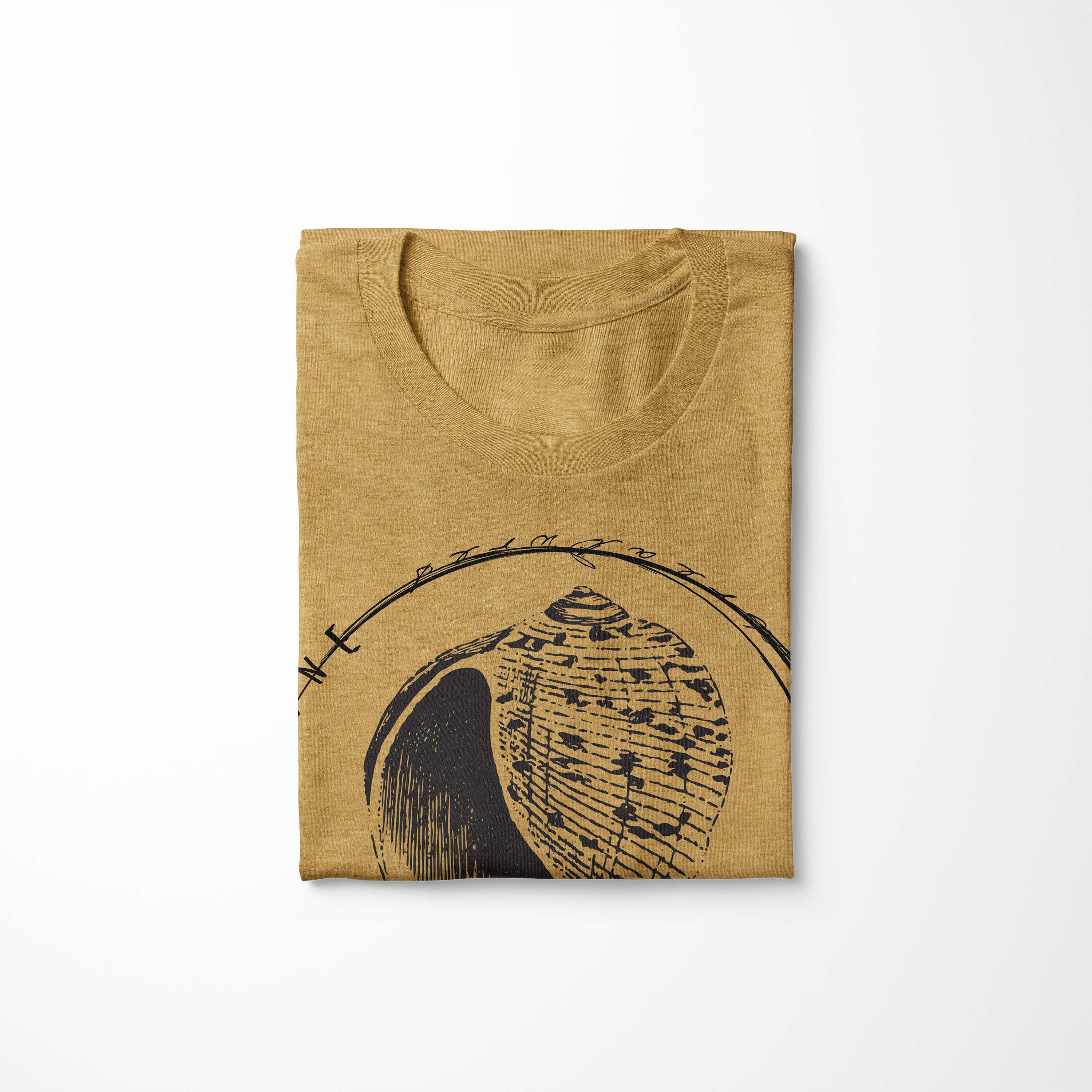 Serie: - T-Shirt und sportlicher 057 / feine Fische Schnitt Gold Antique T-Shirt Tiefsee Sinus Sea Art Struktur Creatures, Sea