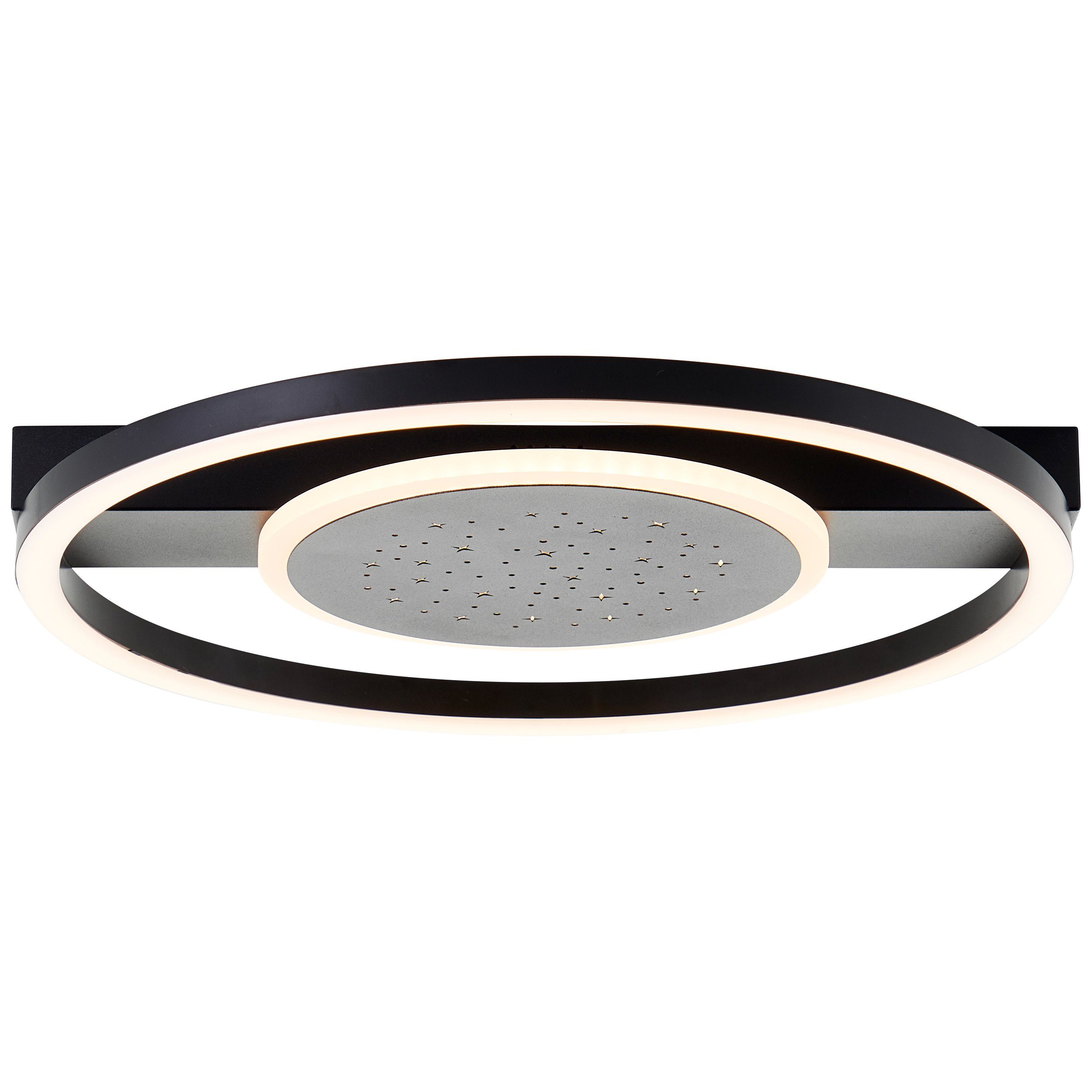 BreLight LED Deckenleuchte Reno, LED fest integriert, Warmweiß, 37 x 37 cm, 2400 lm, 3000 K, Sternenglanz, schwarz