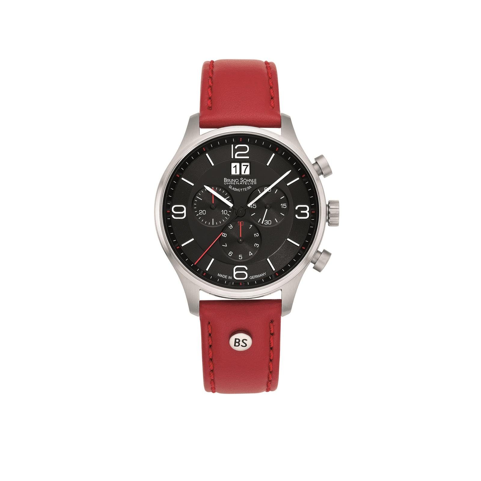 BRUNO SÖHNLE Quarzuhr Bruno Söhnle Glashütte 17-13196-723 Herrenuhr Padua schwarz/ rot, (1-tlg)