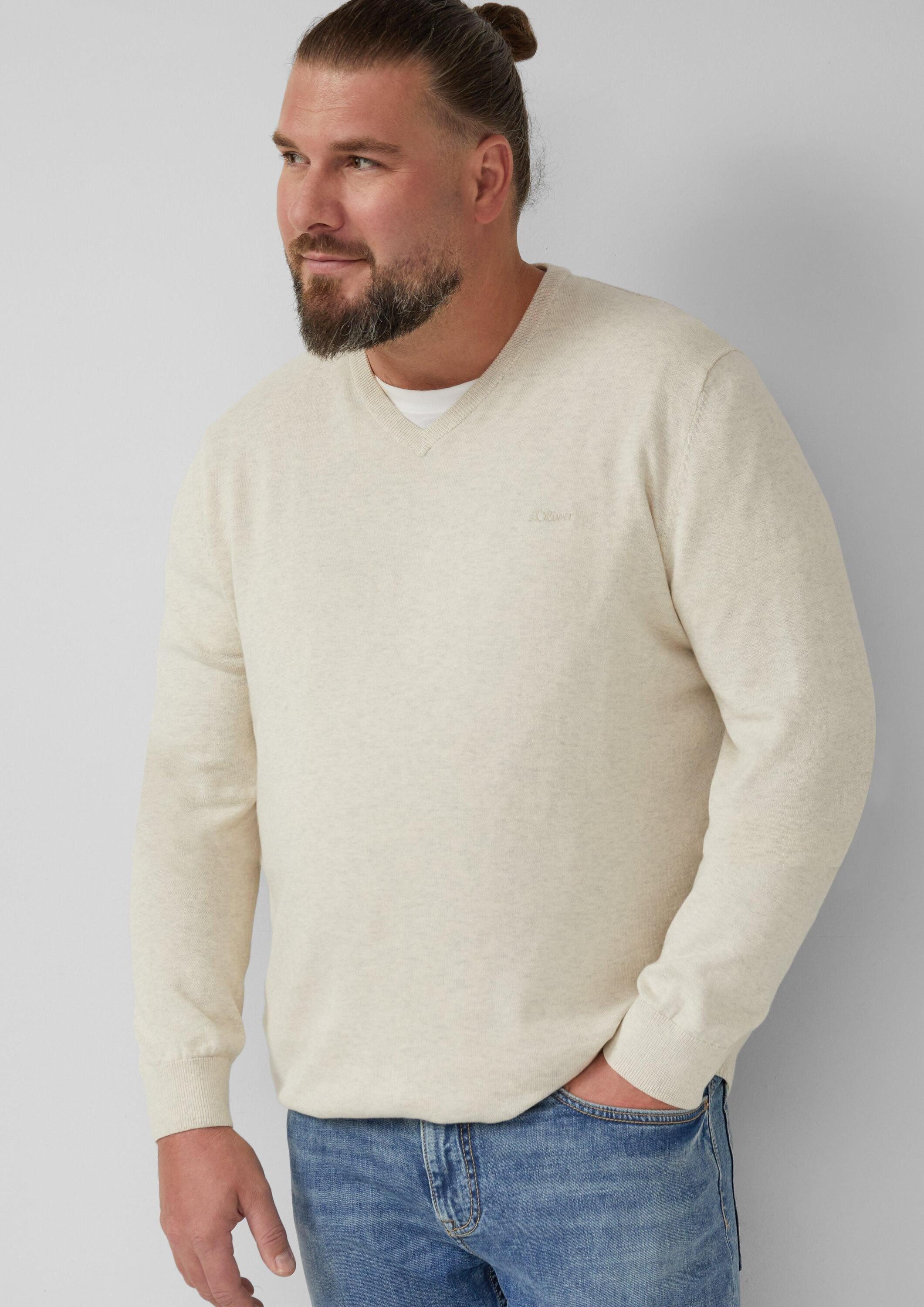 s.Oliver Longpullover Strickpullover Strickpullover mit Logo-Stickerei günstig online kaufen