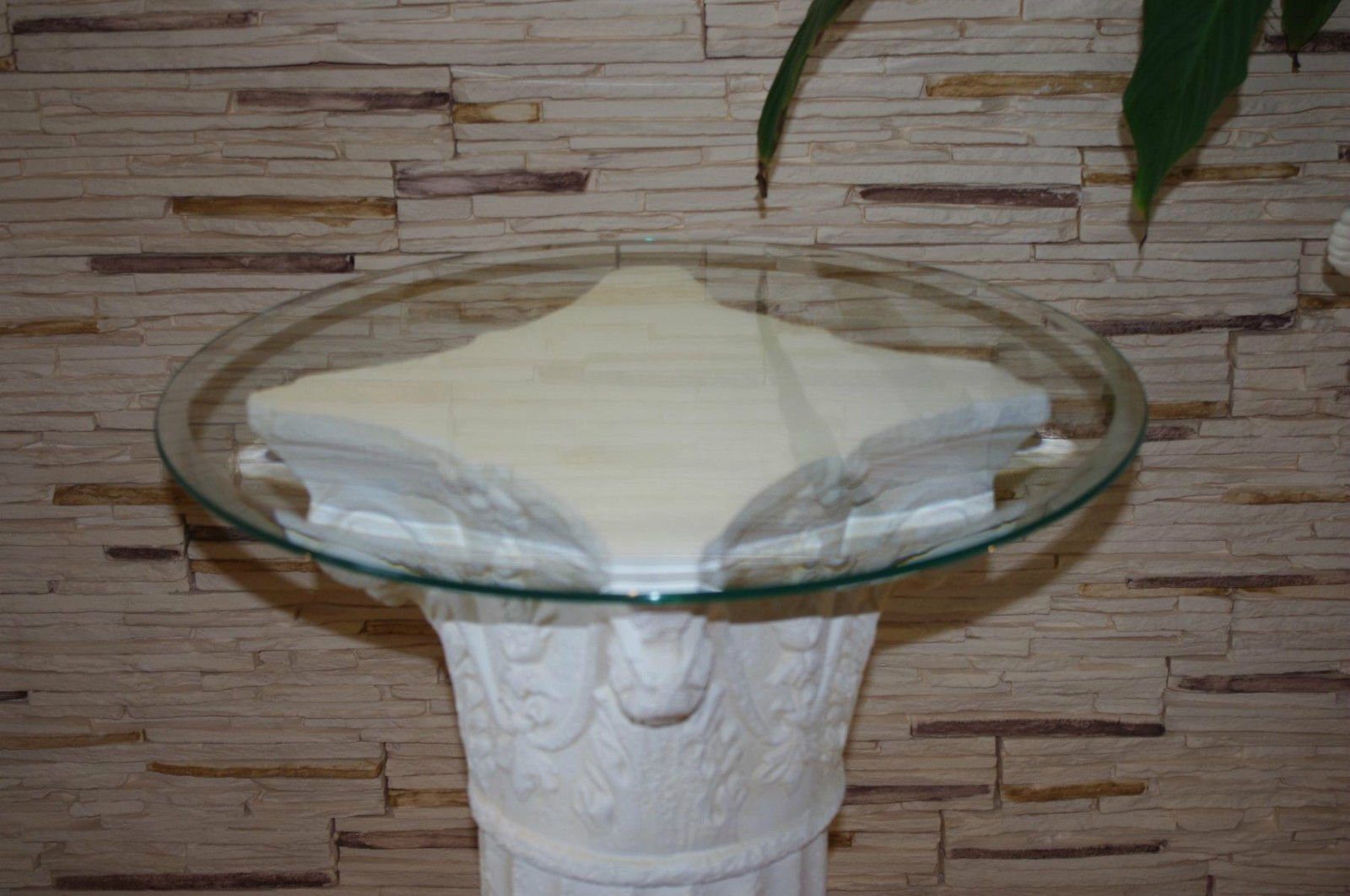 Wohndesign Beistelltisch Runder Glas Antikes Beistell Fossil Telefon Blumensäule Tisch Blumenständer