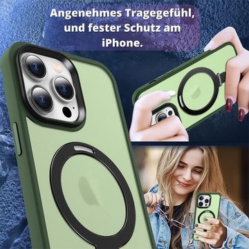CoolGadget Handyhülle Hybrid Luxury Handy Case für iPhone 14, Hülle Massiv Metallring aufklappbar Schutzhülle für Magsafe Zubehör