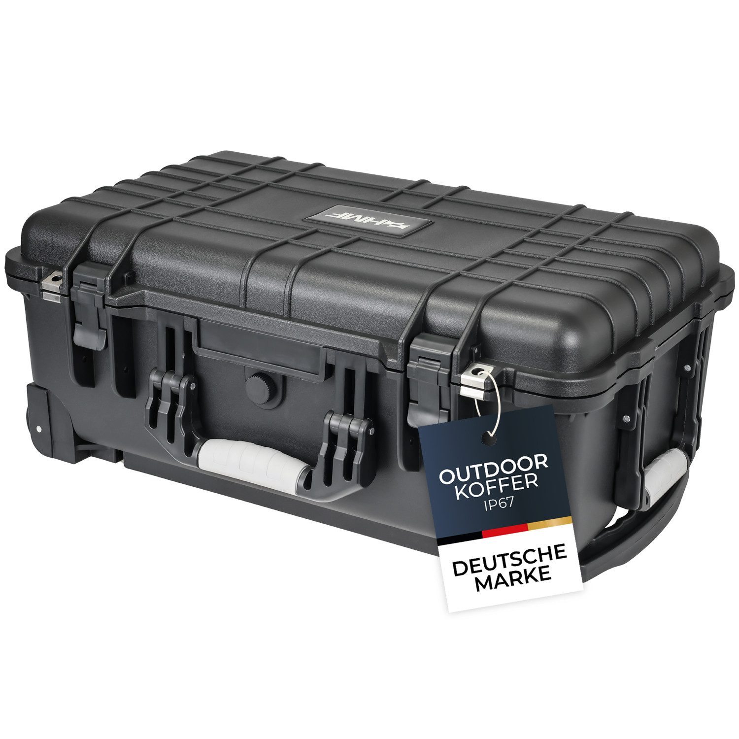 HMF Kameratasche Outdoor-Trolley, ODK400, Fotokoffer, Kamerakoffer, Rasterschaumstoff, 56 x 34,5 x 23 cm, Schwarz