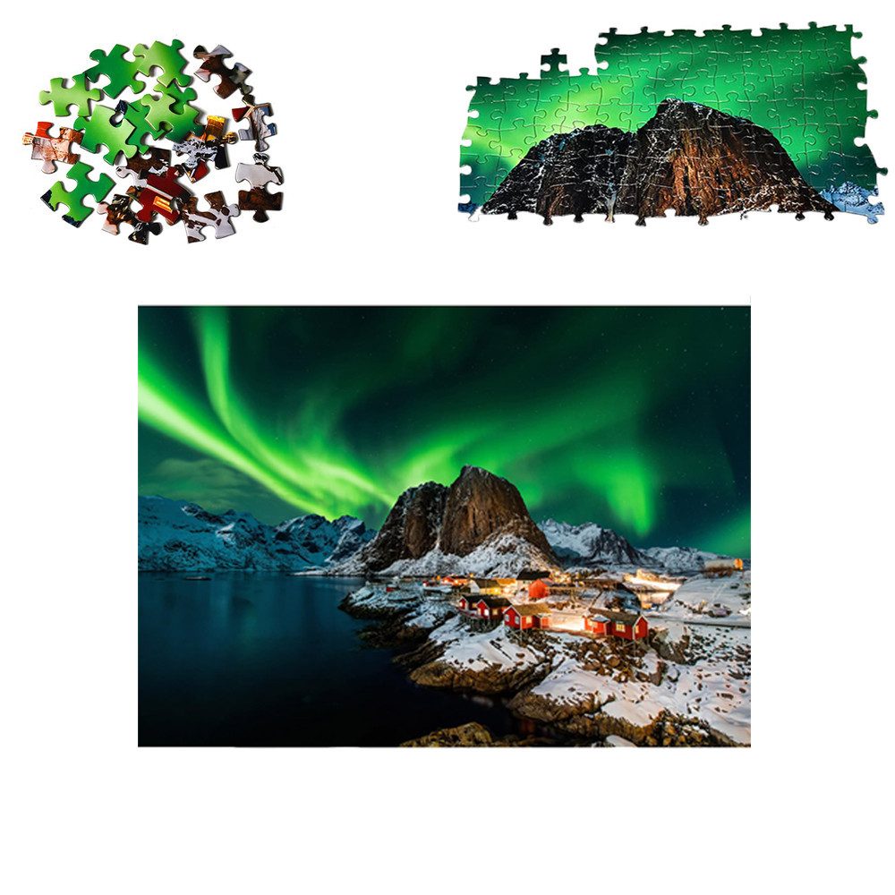 CLTYQ Puzzle 1000 Teile Puzzle Erwachsene,Norwegen Aurora Borealis, 1000 Puzzleteile, Geschicklichkeitsspiel für die Ganze Familie,Home Dekoration