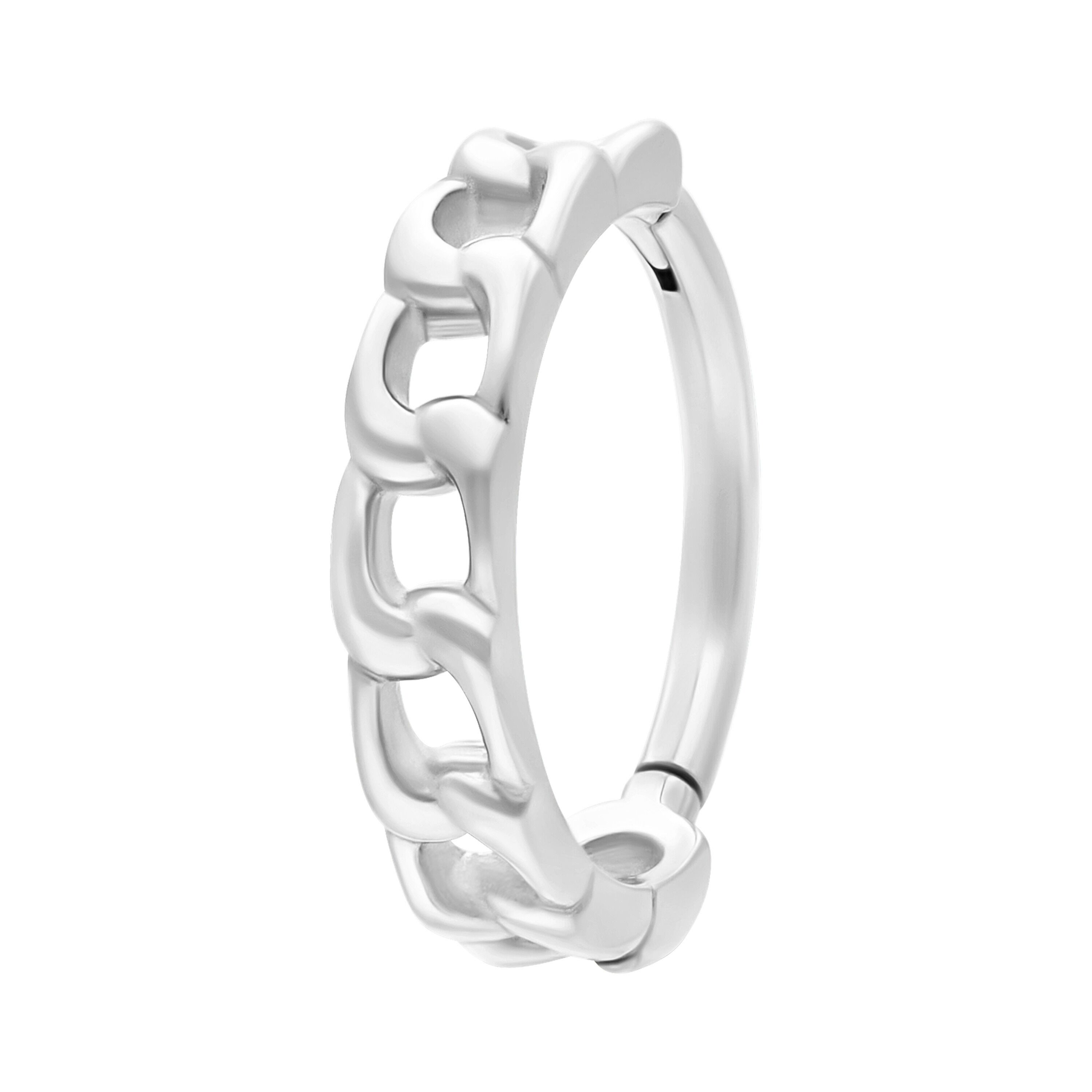 Wildcat Nasenpiercing Curb Chain Clicker für Ohr, Nase, Durchmesser: 8,0mm, 1 Stück, Chirurgenstahl 316L - wasserfest, langlebig, hautverträglich