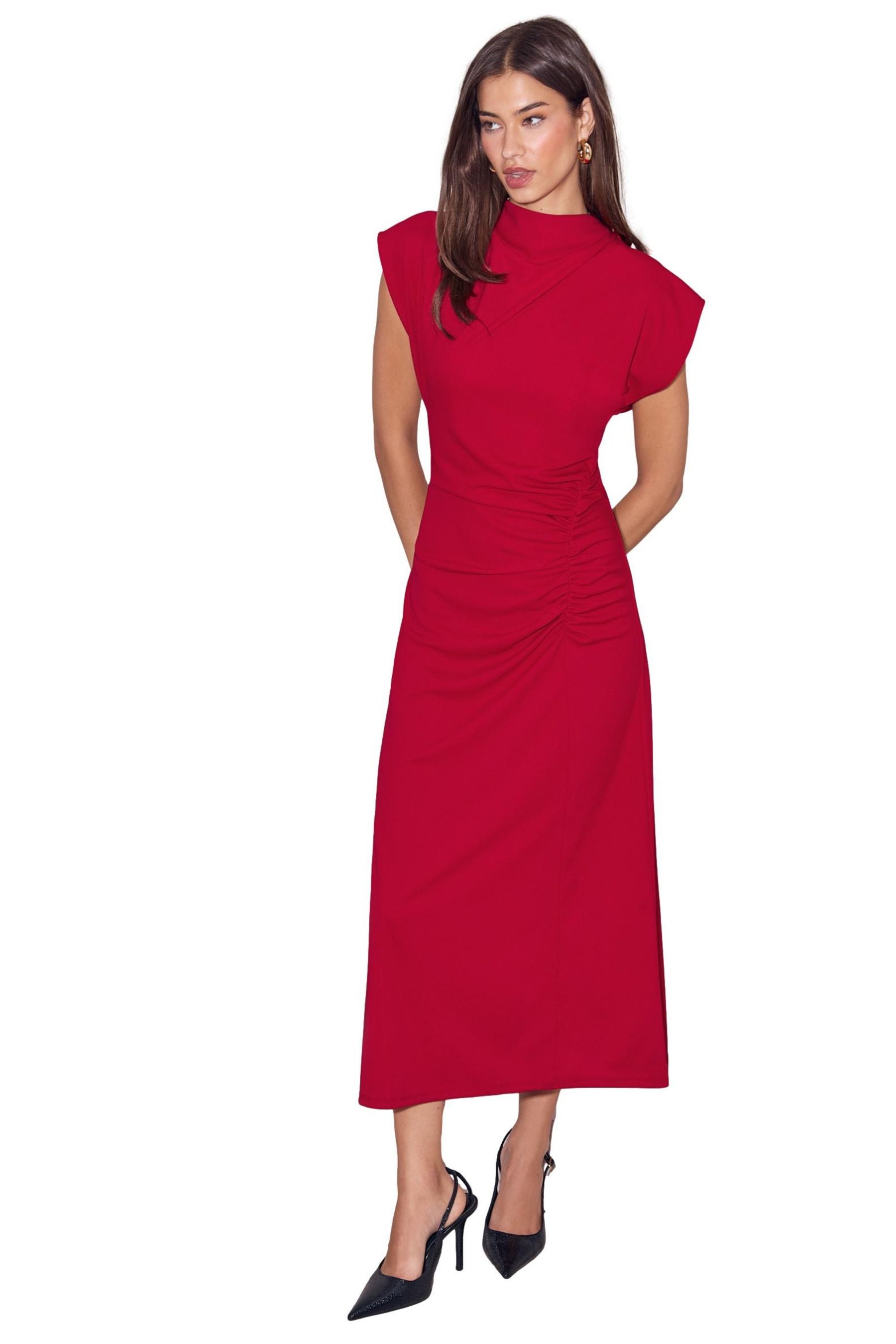 LIPSY Midikleid Lipsy Hochgeschlossenes Midikleid mit Raffung (1-tlg)