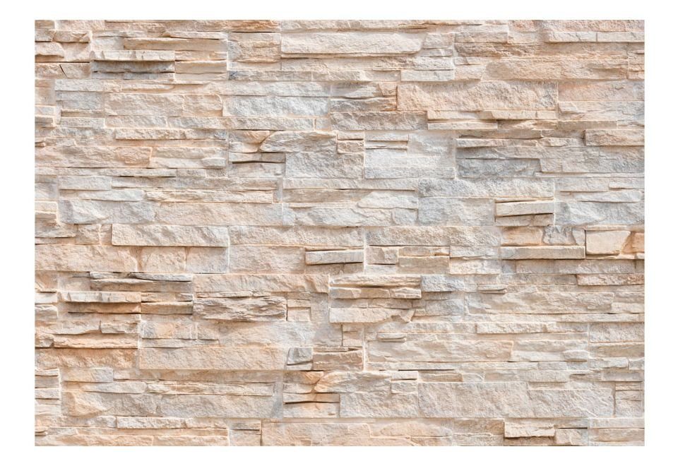 KUNSTLOFT Vliestapete Steinmauer 0.98x0.7 m, Design matt, lichtbeständige Tapete halb-matt