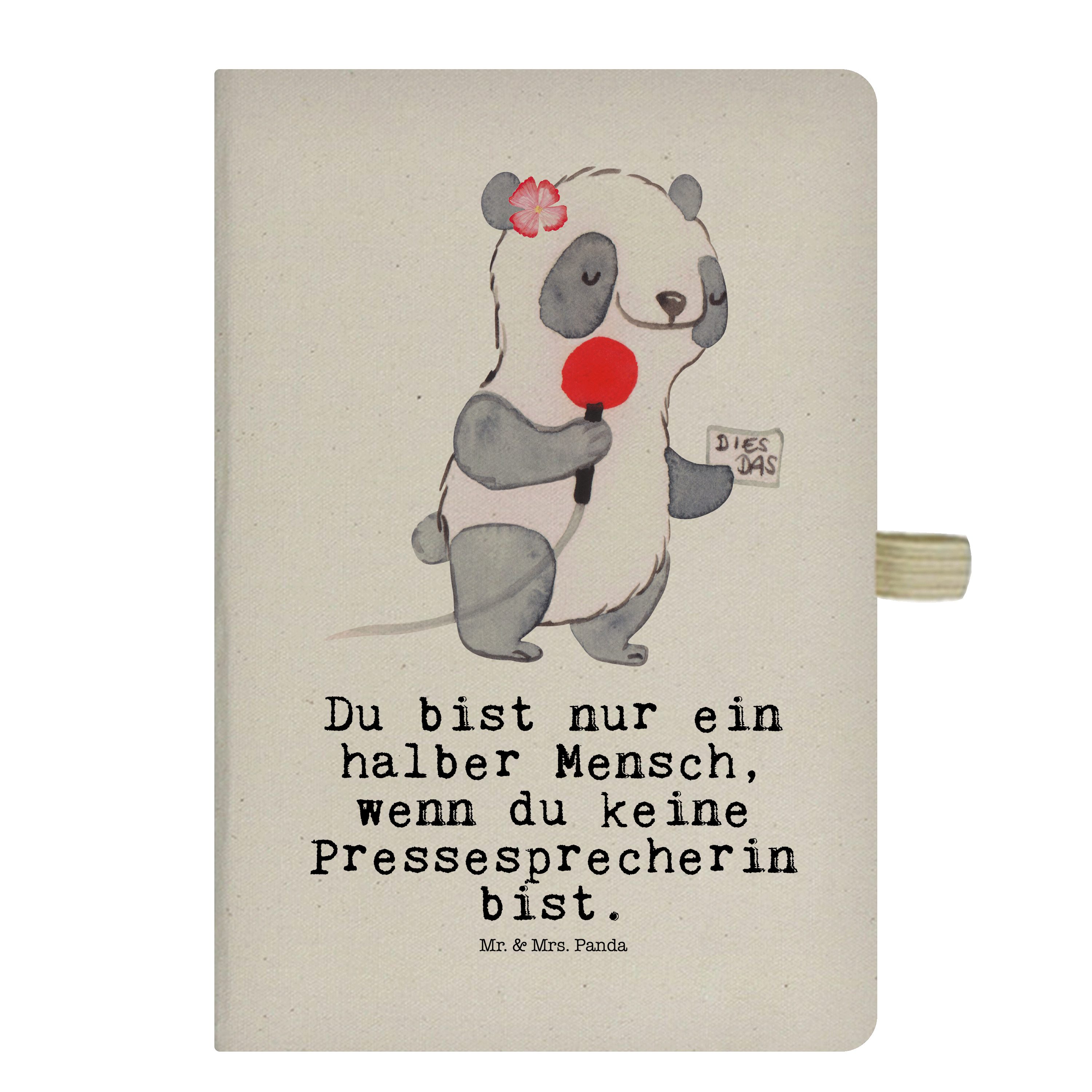 Mr. & Mrs. Panda Notizbuch Pressesprecherin mit Herz - Transparent - Geschenk, Notizen, Journal, Mr. & Mrs. Panda