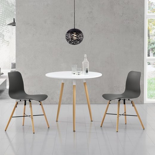 en.casa Essgruppe, (Set, 3tlg), »Charleroi« Küchentisch rund Ø80cm mit