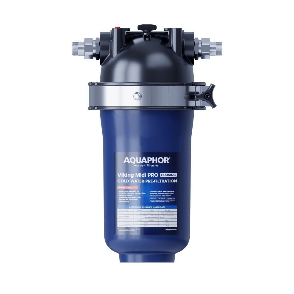 Aquintos Wasseraufbereitung Viking Untertisch-Trinkwassersystem PRO aus Midi inkl. Filtergehäuse 3/4"AG VA4 Montageplatte, Edelstahl