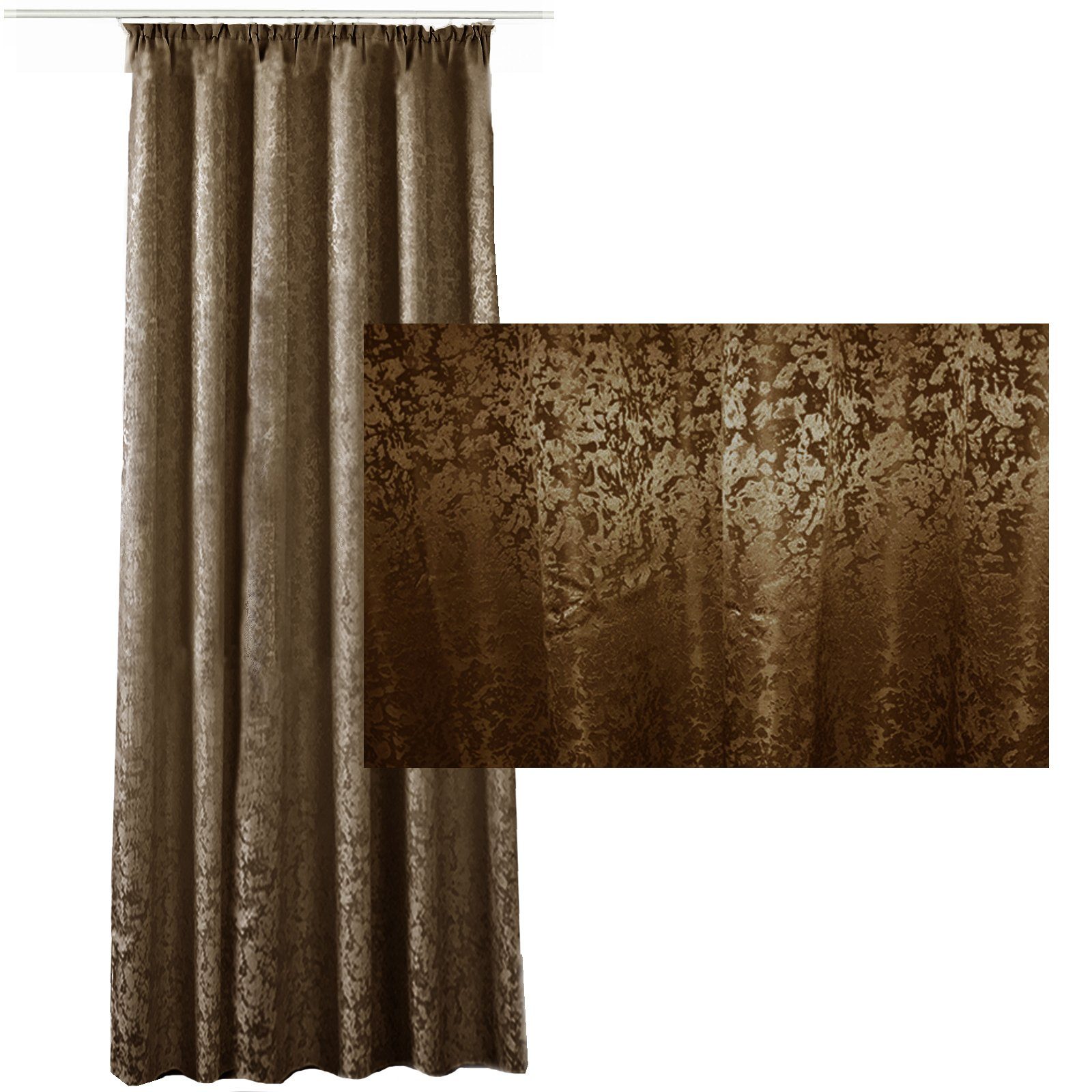 Vorhang Blickdichter Vorhang 140x245cm, lang, braun schimmernd, Kräuselband, JEMIDI | Fertiggardinen