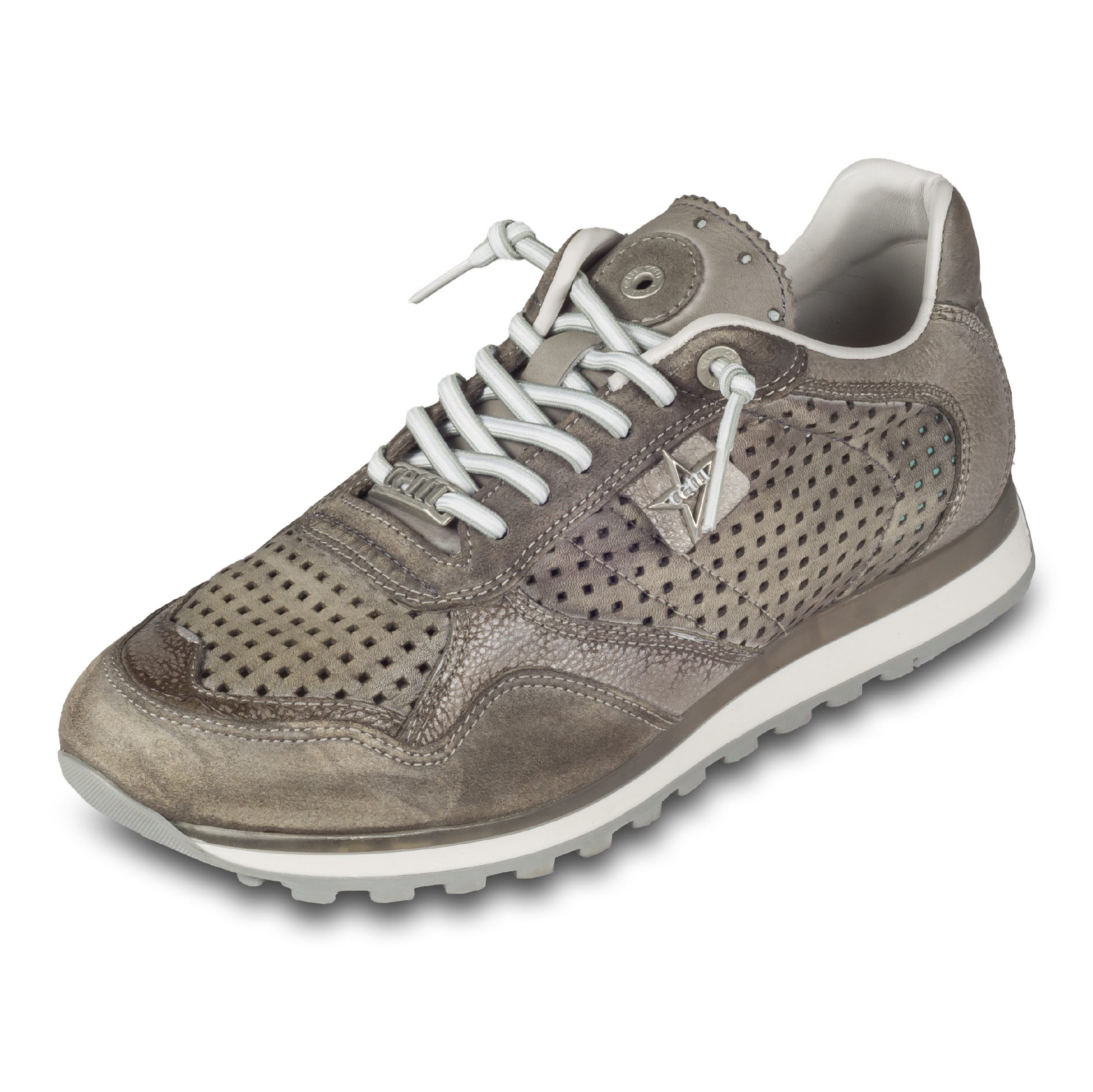 Cetti Herren Sneaker C848 grau, Leder perforiert Sneaker Gefertigt in Spanien