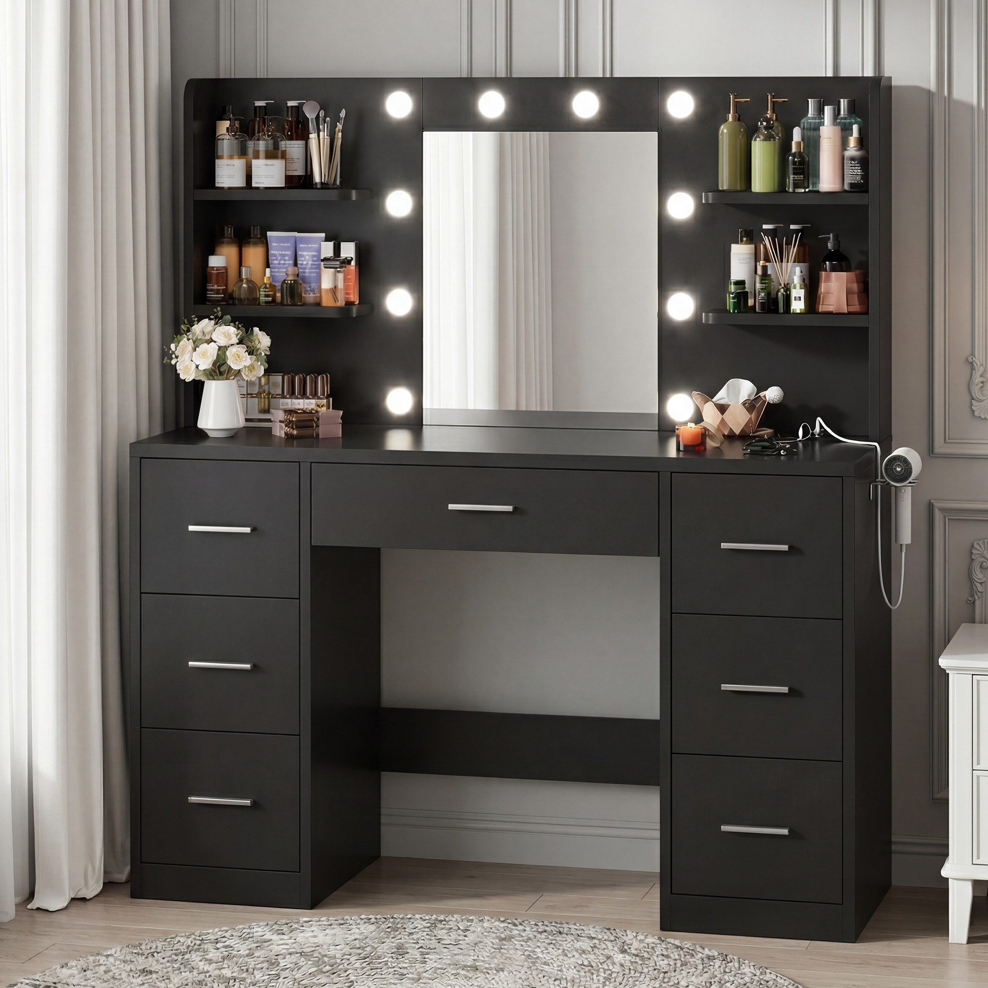 HOMALL Schminktisch Mit dreifarbiger LED-Beleuchtung, mit Spiegel, optional günstig online kaufen