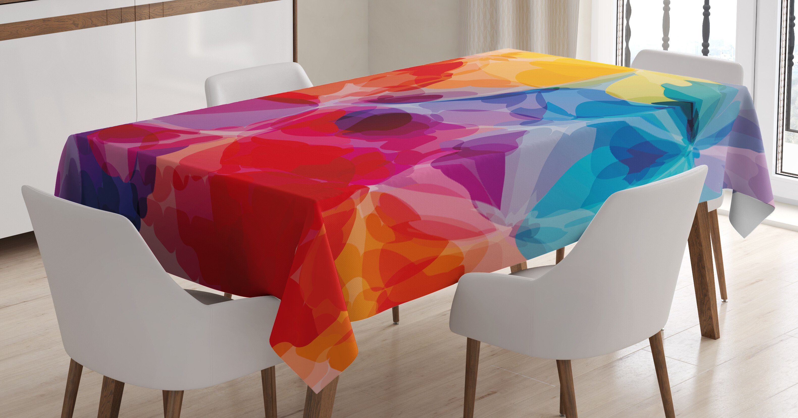 Abakuhaus Tischdecke Farbfest Waschbar Für den Außen Bereich geeignet Klare Farben, Kunst Big Blütenblätter