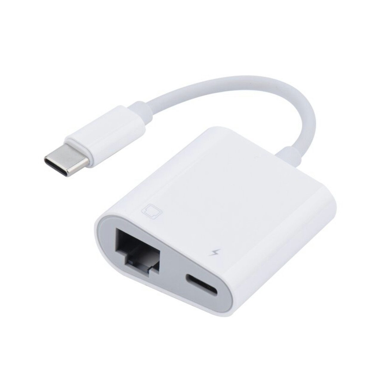 ENGELMANN EnM0642, USB-C auf Ethernet Adapter Netzwerk-Adapter USB-C zu Ethernet, USB-C, 4 cm, Mit integriertem Ladeanschluss